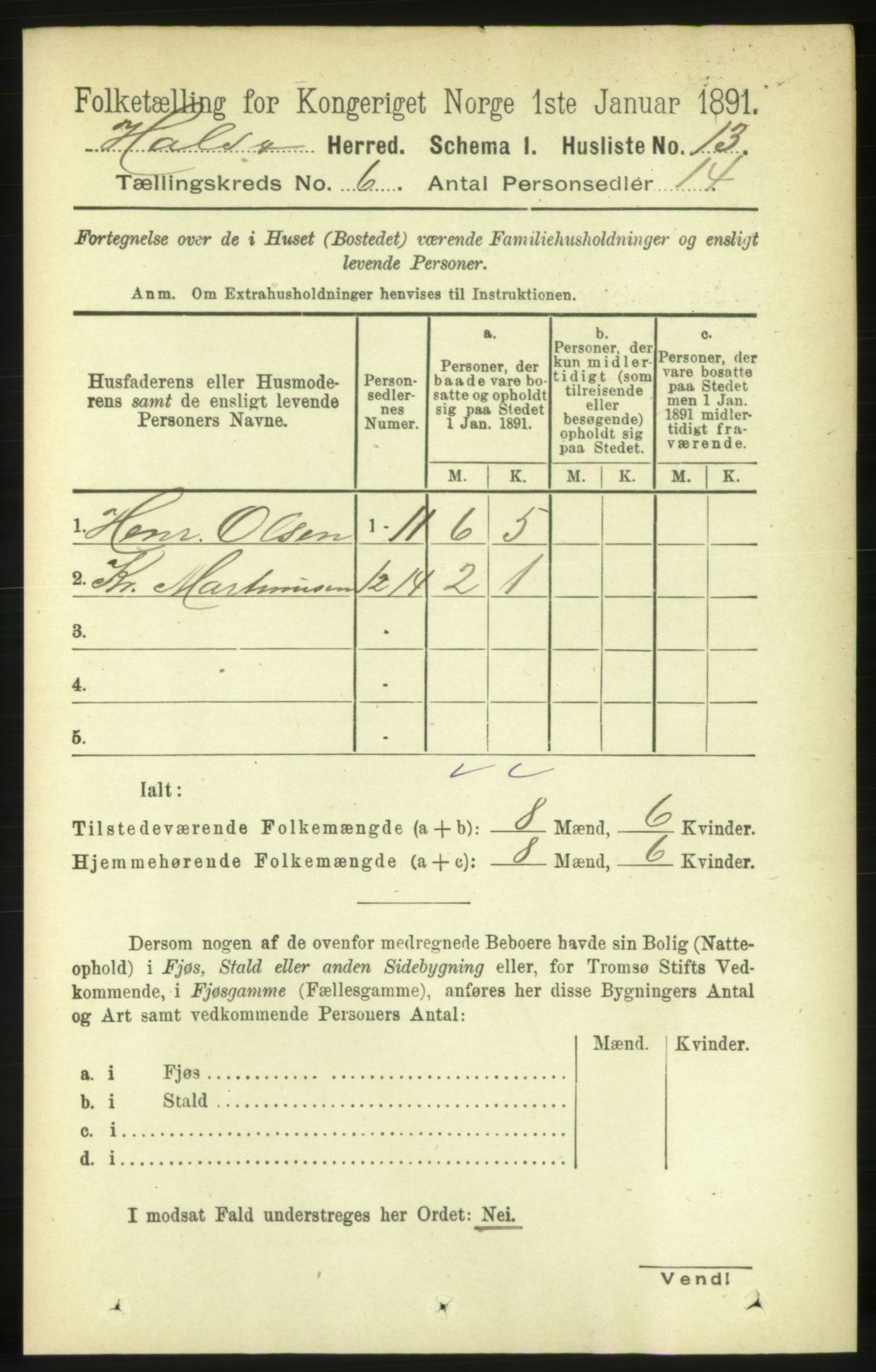 RA, 1891 census for 1571 Halsa, 1891, p. 1463