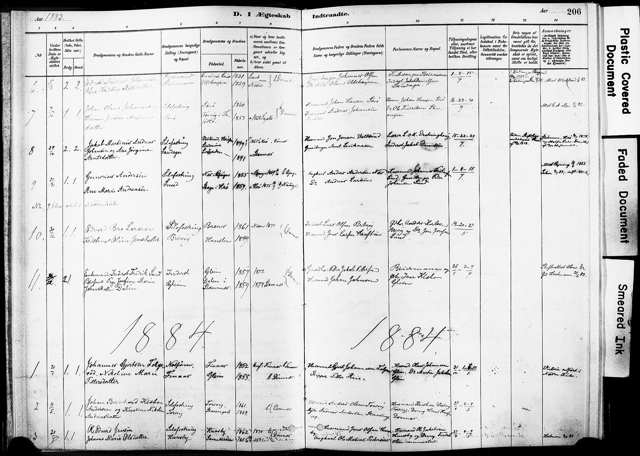 Ministerialprotokoller, klokkerbøker og fødselsregistre - Nordland, AV/SAT-A-1459/835/L0526: Parish register (official) no. 835A03II, 1881-1910, p. 206