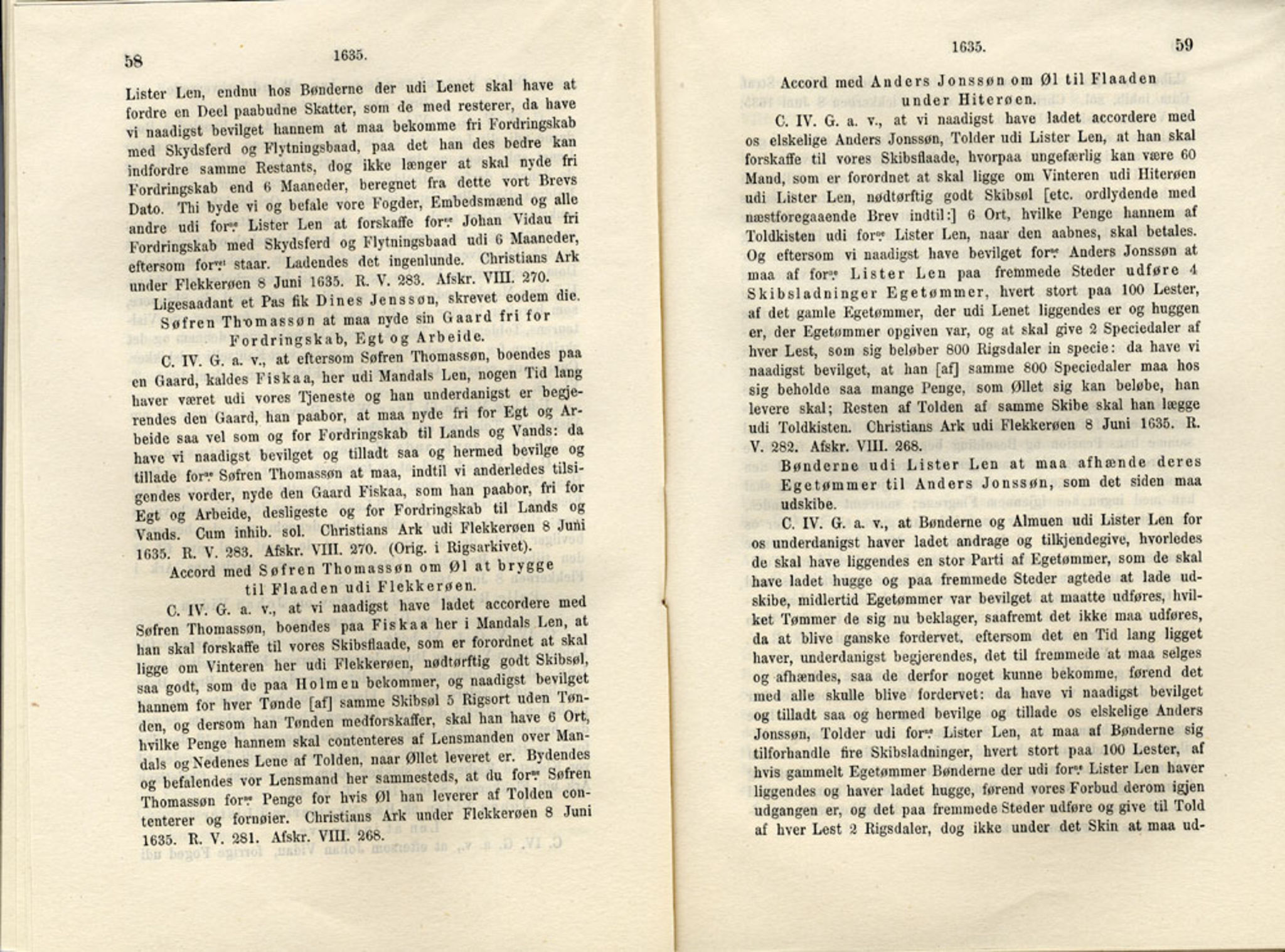 Publikasjoner utgitt av Det Norske Historiske Kildeskriftfond, PUBL/-/-/-: Norske Rigs-Registranter, bind 7, 1635-1640, p. 58-59