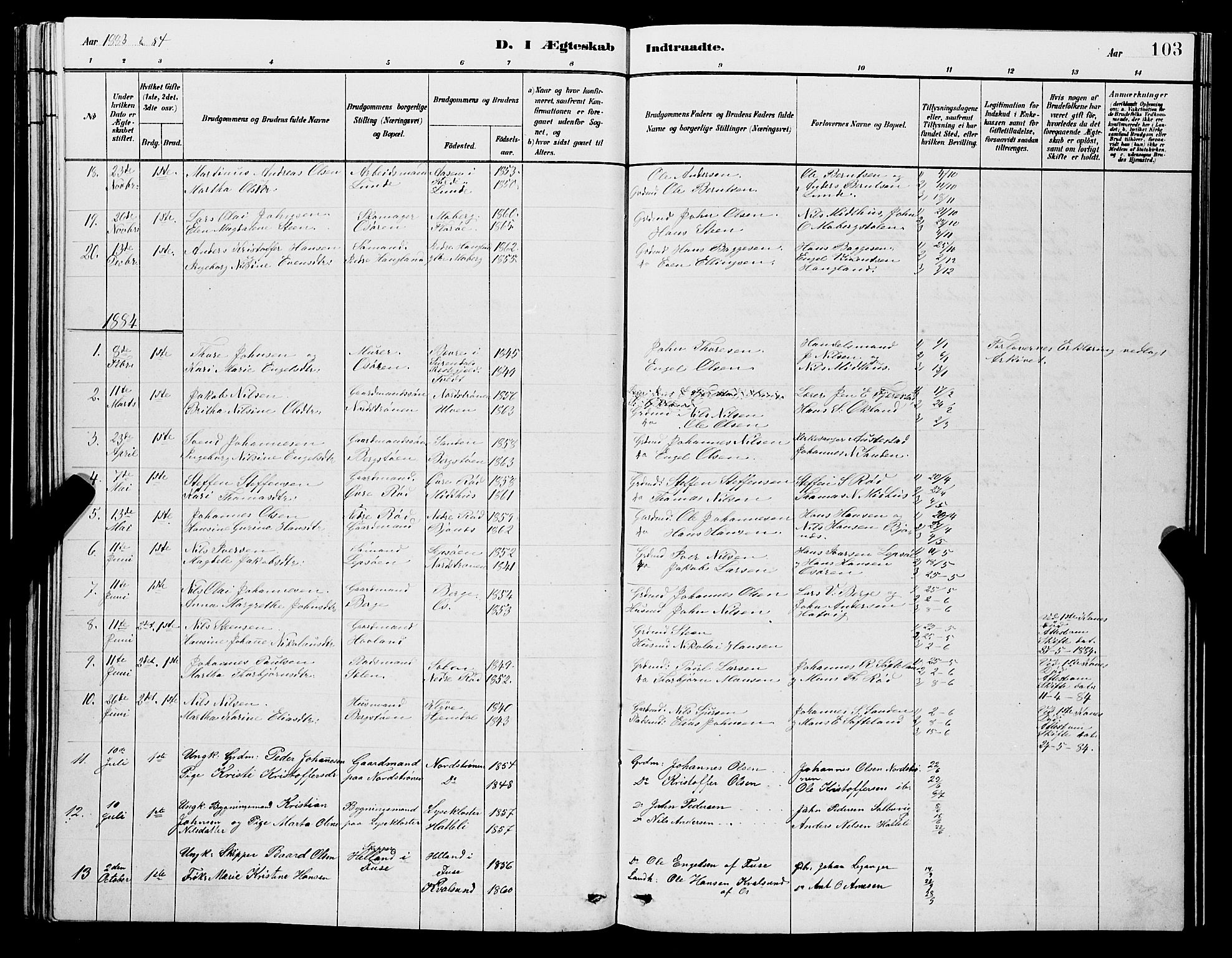 Os sokneprestembete, SAB/A-99929: Parish register (copy) no. A 2, 1880-1896, p. 103