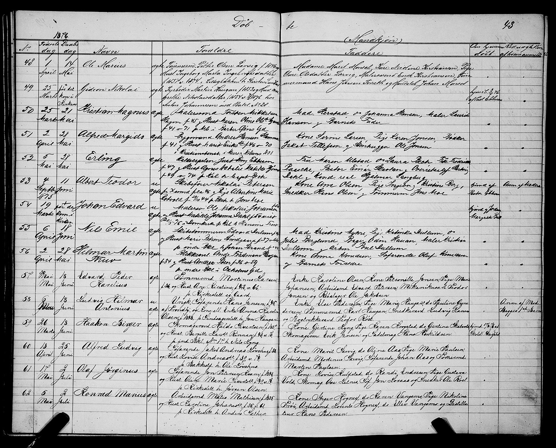 Ministerialprotokoller, klokkerbøker og fødselsregistre - Sør-Trøndelag, AV/SAT-A-1456/604/L0220: Parish register (copy) no. 604C03, 1870-1885, p. 43