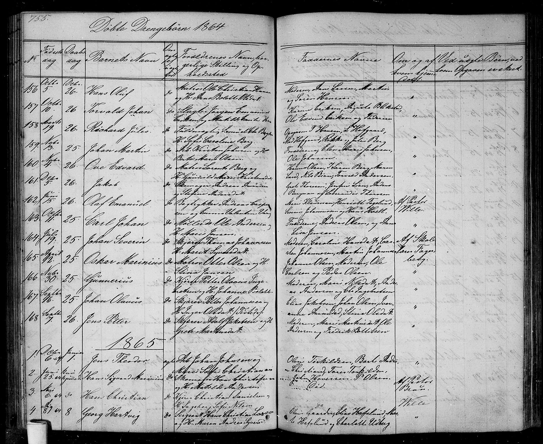 Halden prestekontor Kirkebøker, SAO/A-10909/G/Ga/L0005b: Parish register (copy) no. 5B, 1864-1868, p. 755