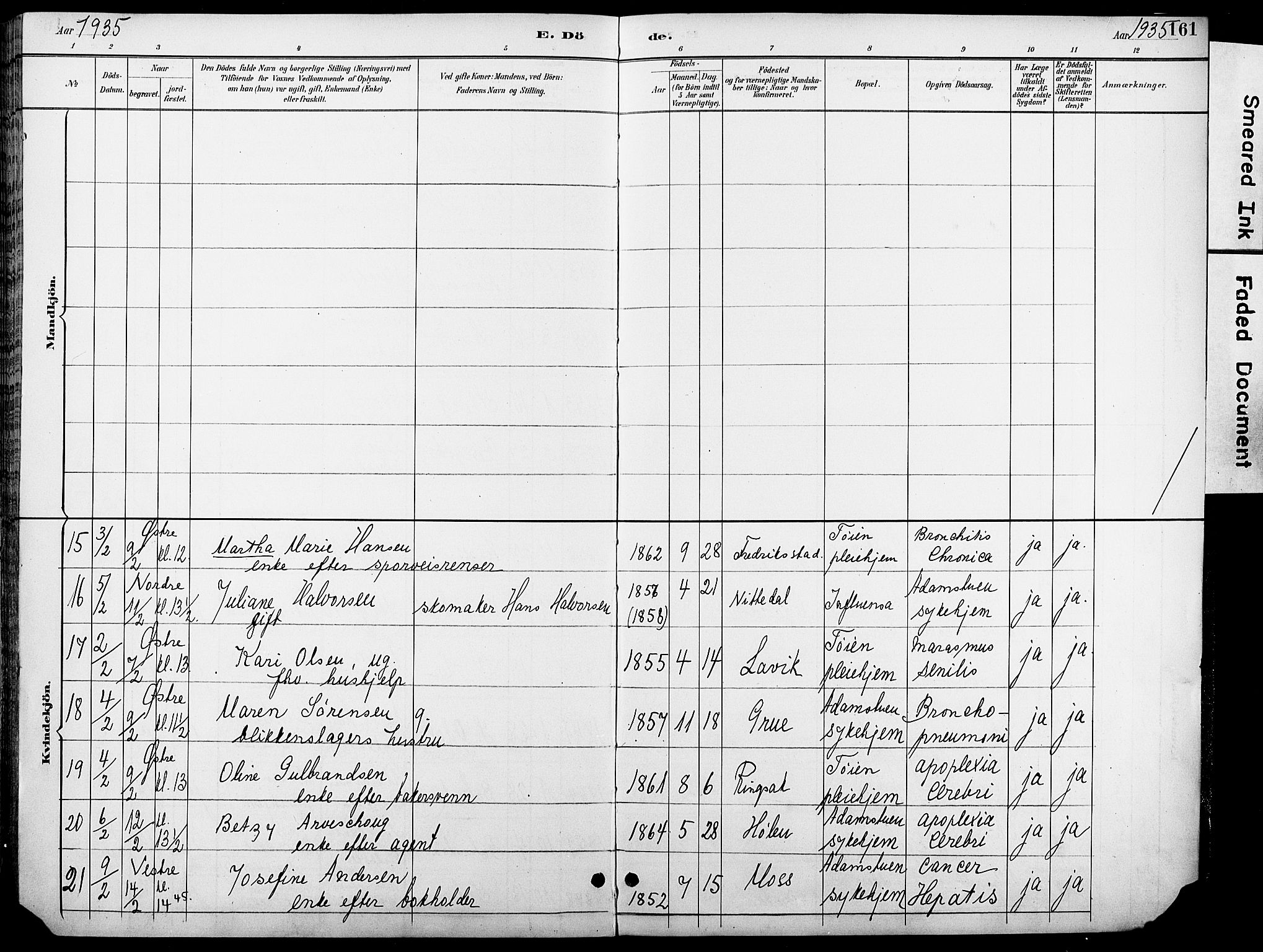 Krohgstøtten sykehusprest Kirkebøker, AV/SAO-A-10854/F/Fa/L0003: Parish register (official) no. 3, 1890-1935, p. 161