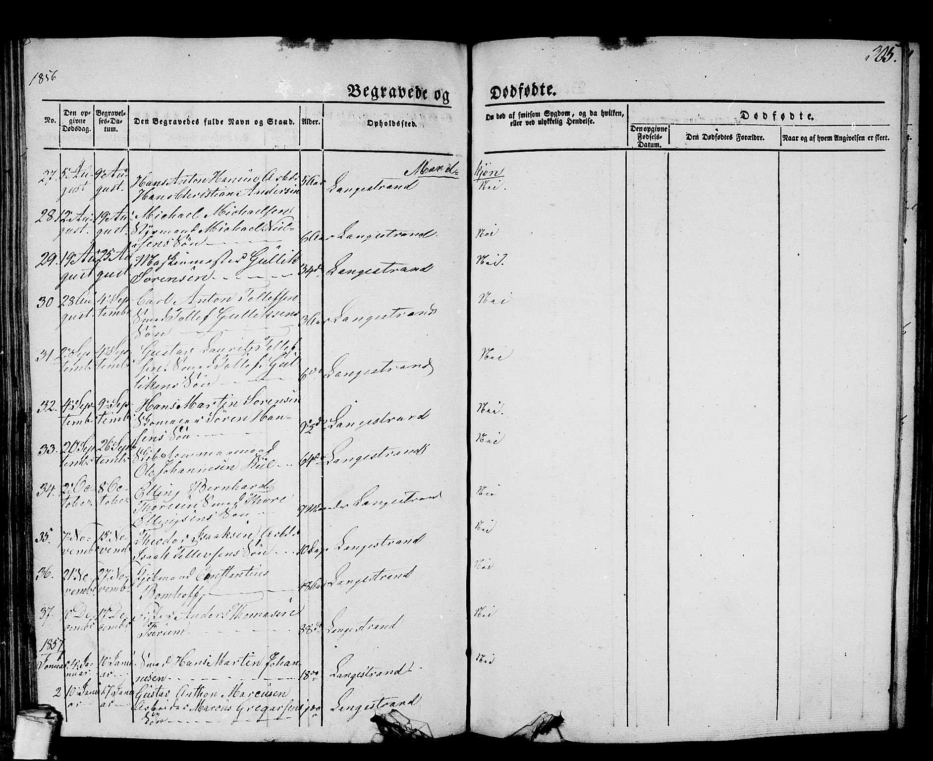 Larvik kirkebøker, SAKO/A-352/G/Gb/L0002: Parish register (copy) no. II 2, 1843-1866, p. 305