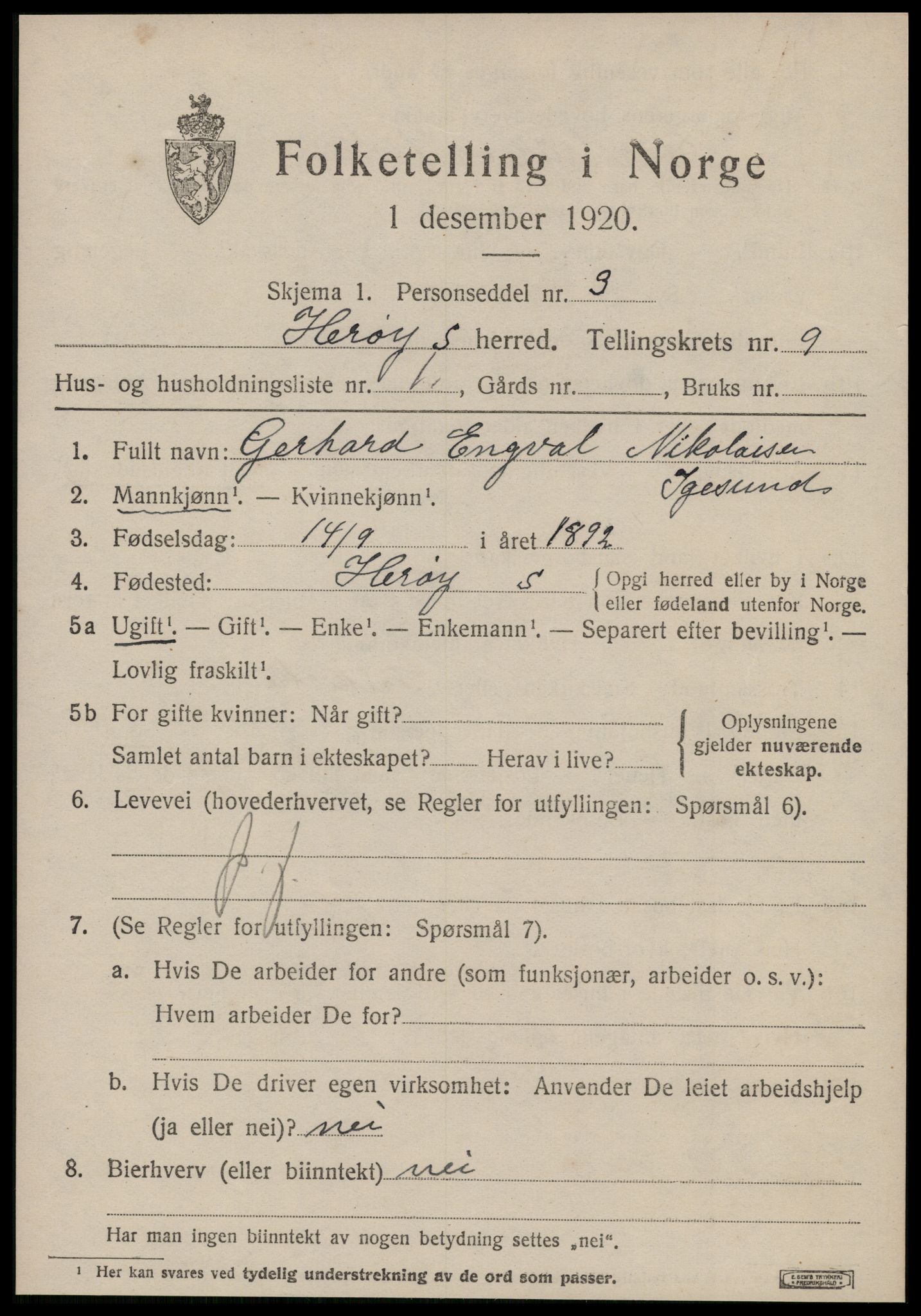 SAT, 1920 census for Herøy (MR), 1920, p. 5403