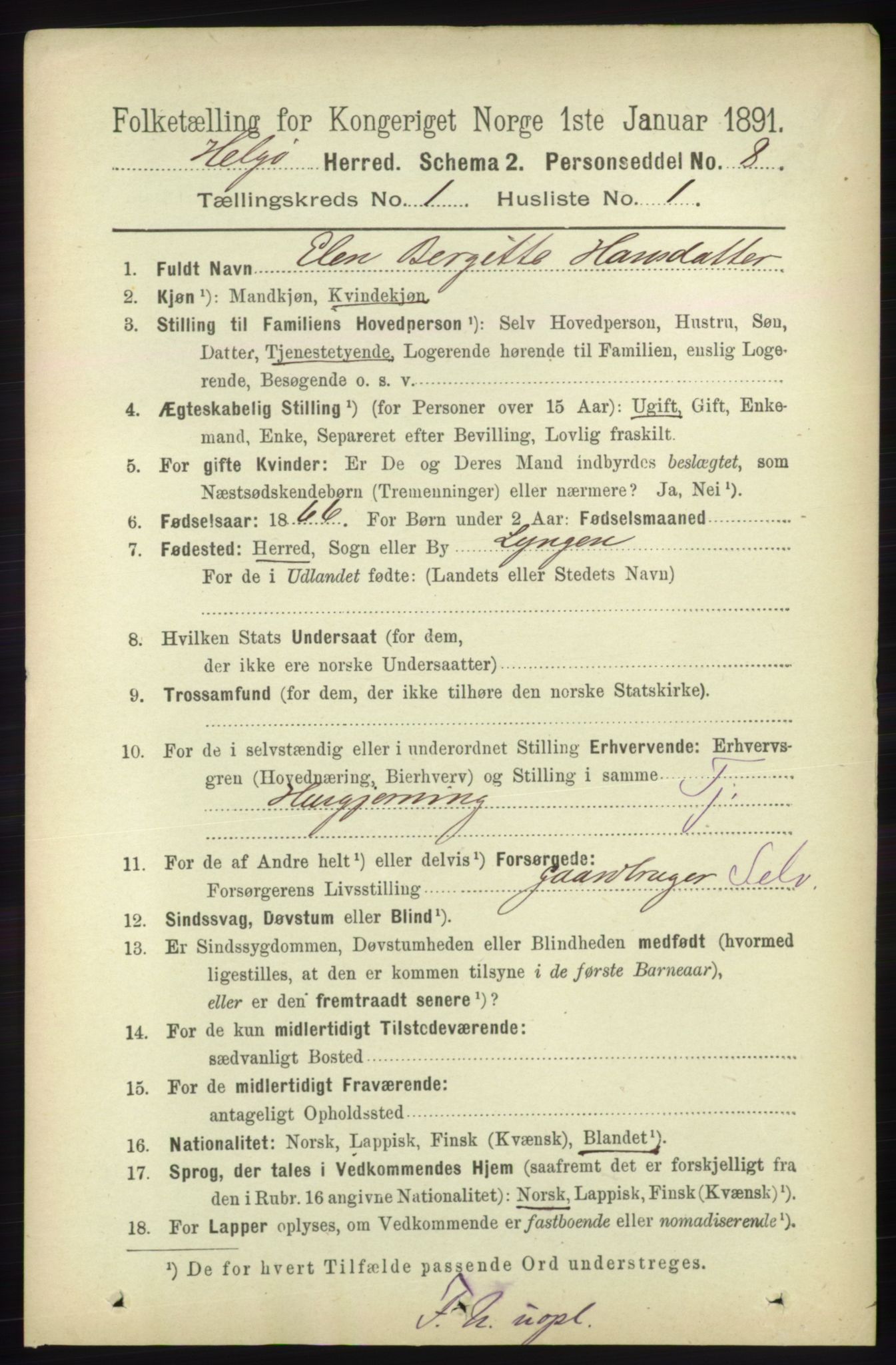 RA, 1891 census for 1935 Helgøy, 1891, p. 55