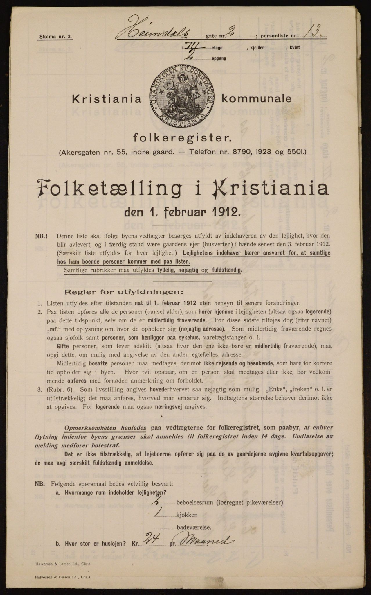 OBA, Municipal Census 1912 for Kristiania, 1912, p. 36977
