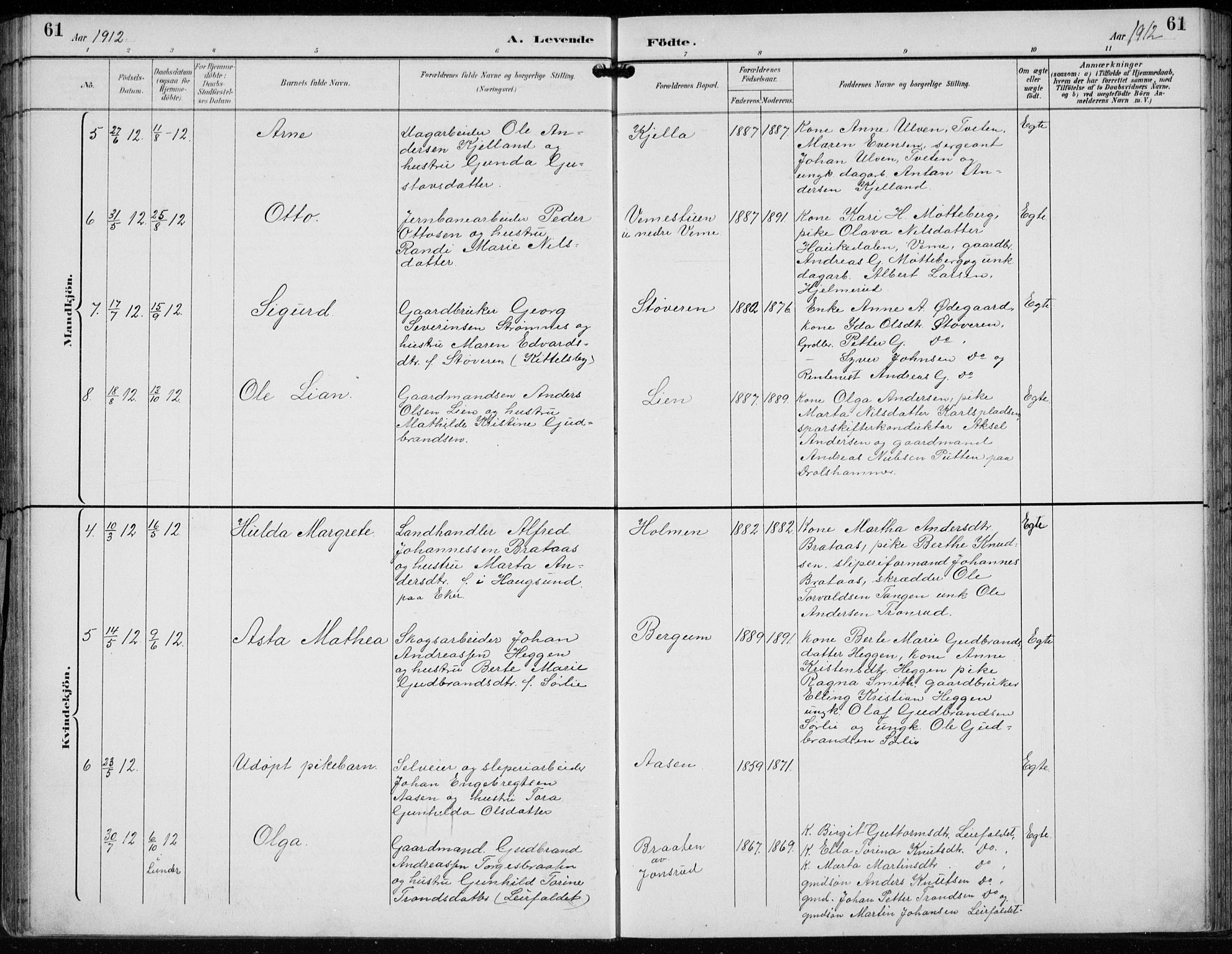 Lunder kirkebøker, AV/SAKO-A-629/F/Fb/L0001: Parish register (official) no. II 1, 1893-1916, p. 61