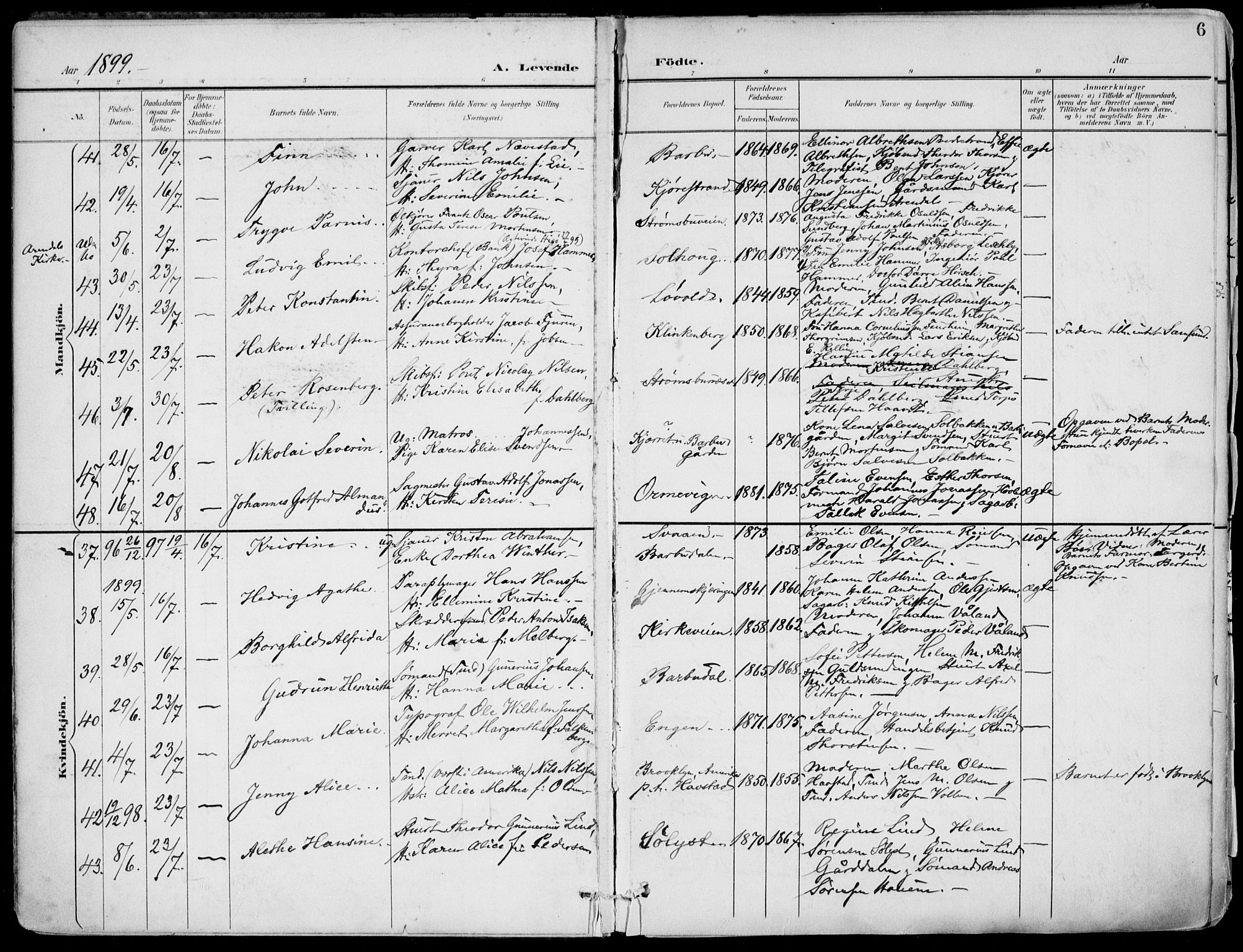 Barbu sokneprestkontor, AV/SAK-1111-0003/F/Fa/L0005: Parish register (official) no. A 5, 1899-1909, p. 6