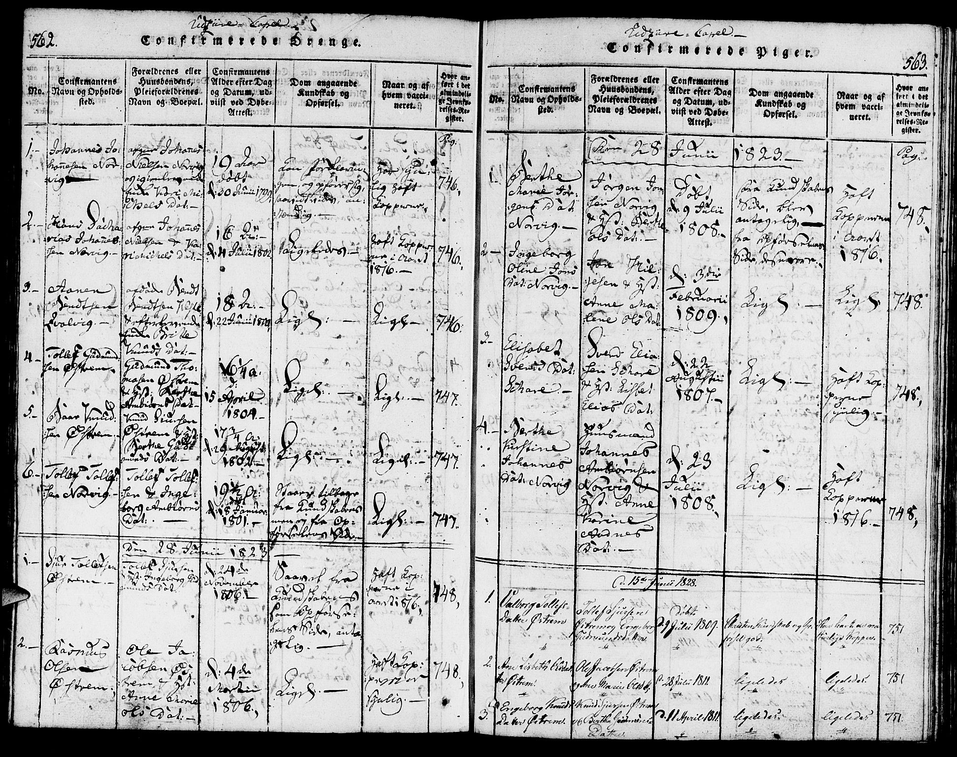 Torvastad sokneprestkontor, SAST/A -101857/H/Ha/Haa/L0003: Parish register (official) no. A 3 /2, 1817-1837, p. 562-563
