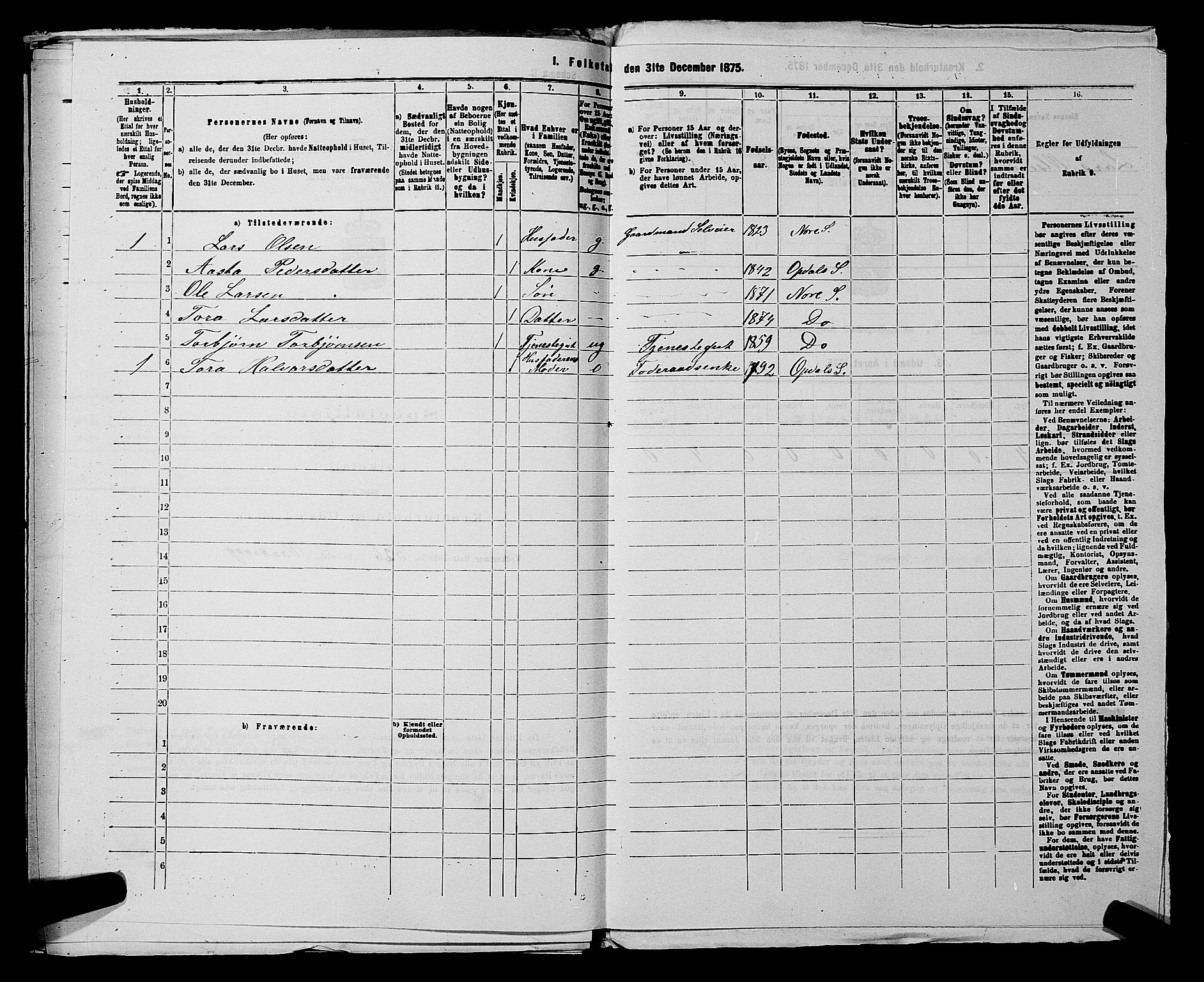 SAKO, 1875 census for 0633P Nore, 1875, p. 719