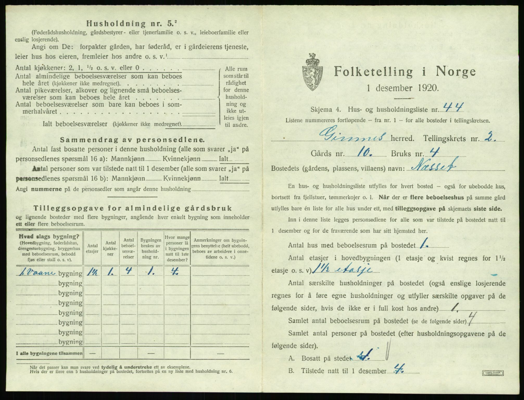 SAT, 1920 census for Gjemnes, 1920, p. 187