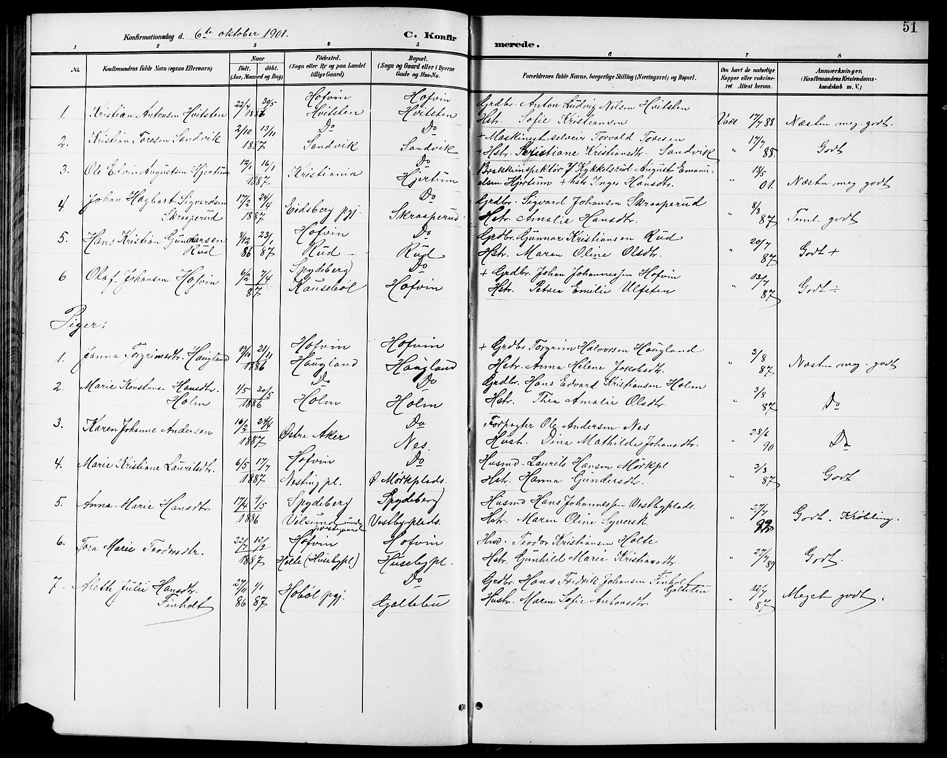 Spydeberg prestekontor Kirkebøker, AV/SAO-A-10924/G/Gb/L0001: Parish register (copy) no. II 1, 1901-1924, p. 51