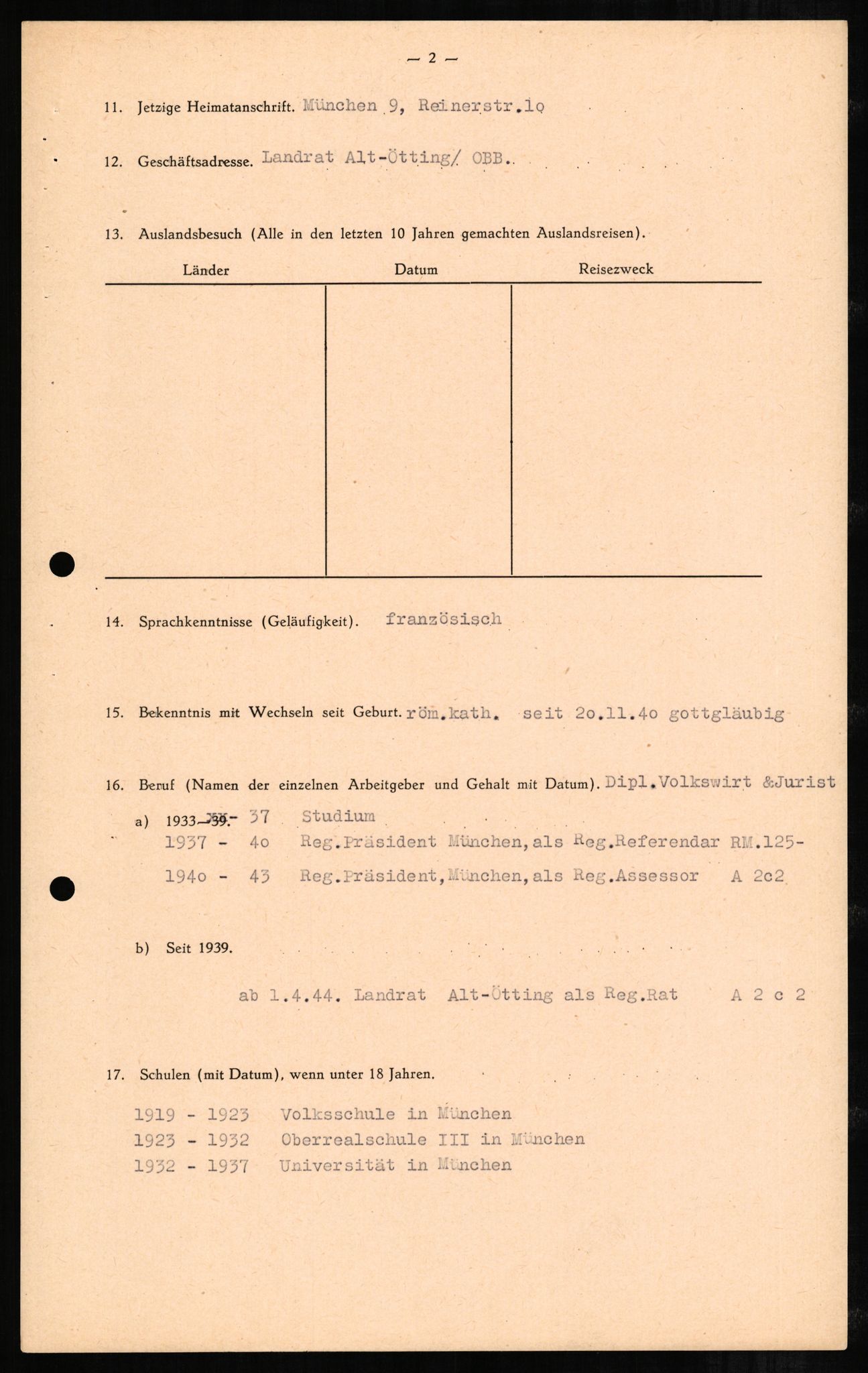 Forsvaret, Forsvarets overkommando II, RA/RAFA-3915/D/Db/L0002: CI Questionaires. Tyske okkupasjonsstyrker i Norge. Tyskere., 1945-1946, p. 228