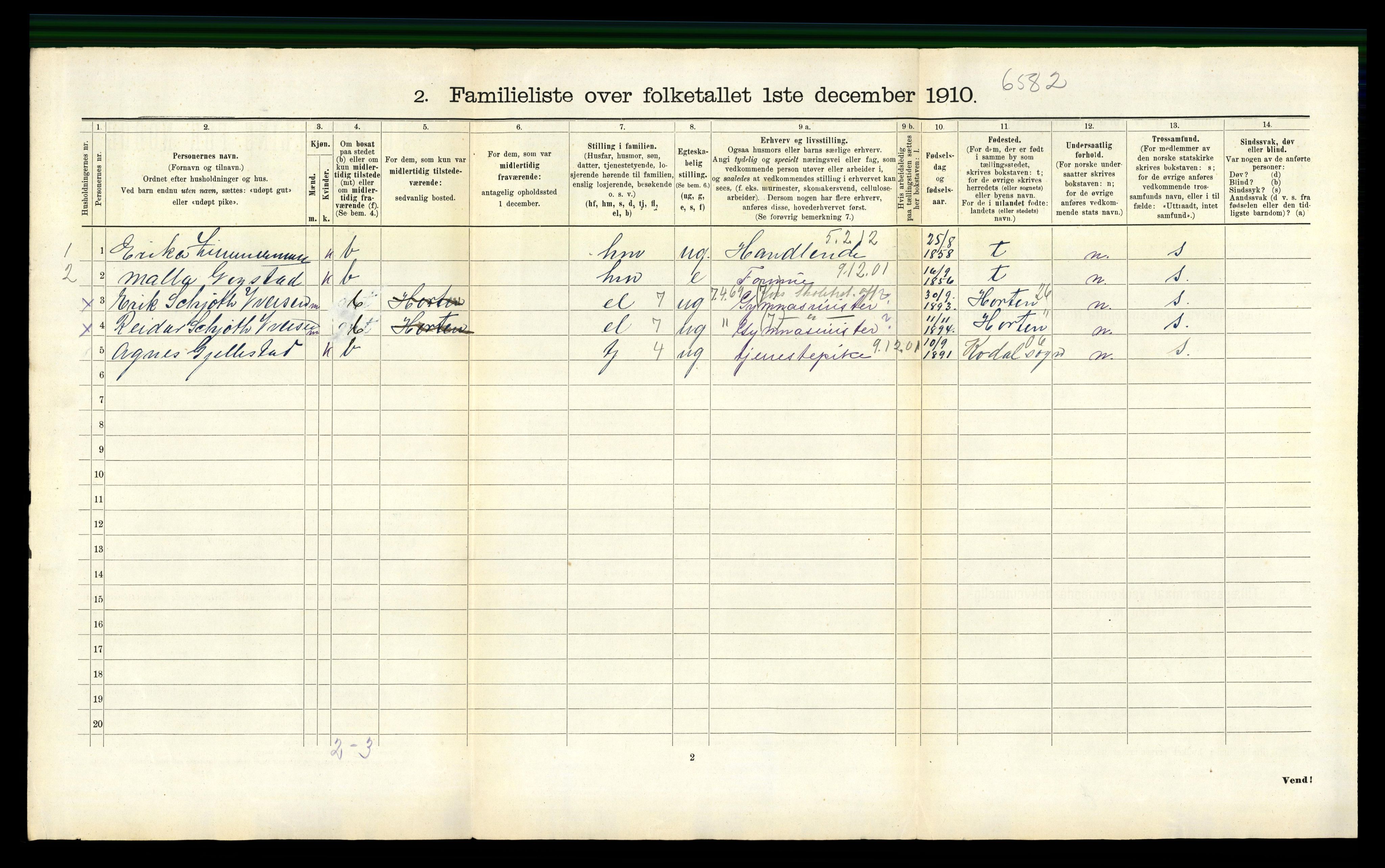 RA, 1910 census for Sandefjord, 1910, p. 3107