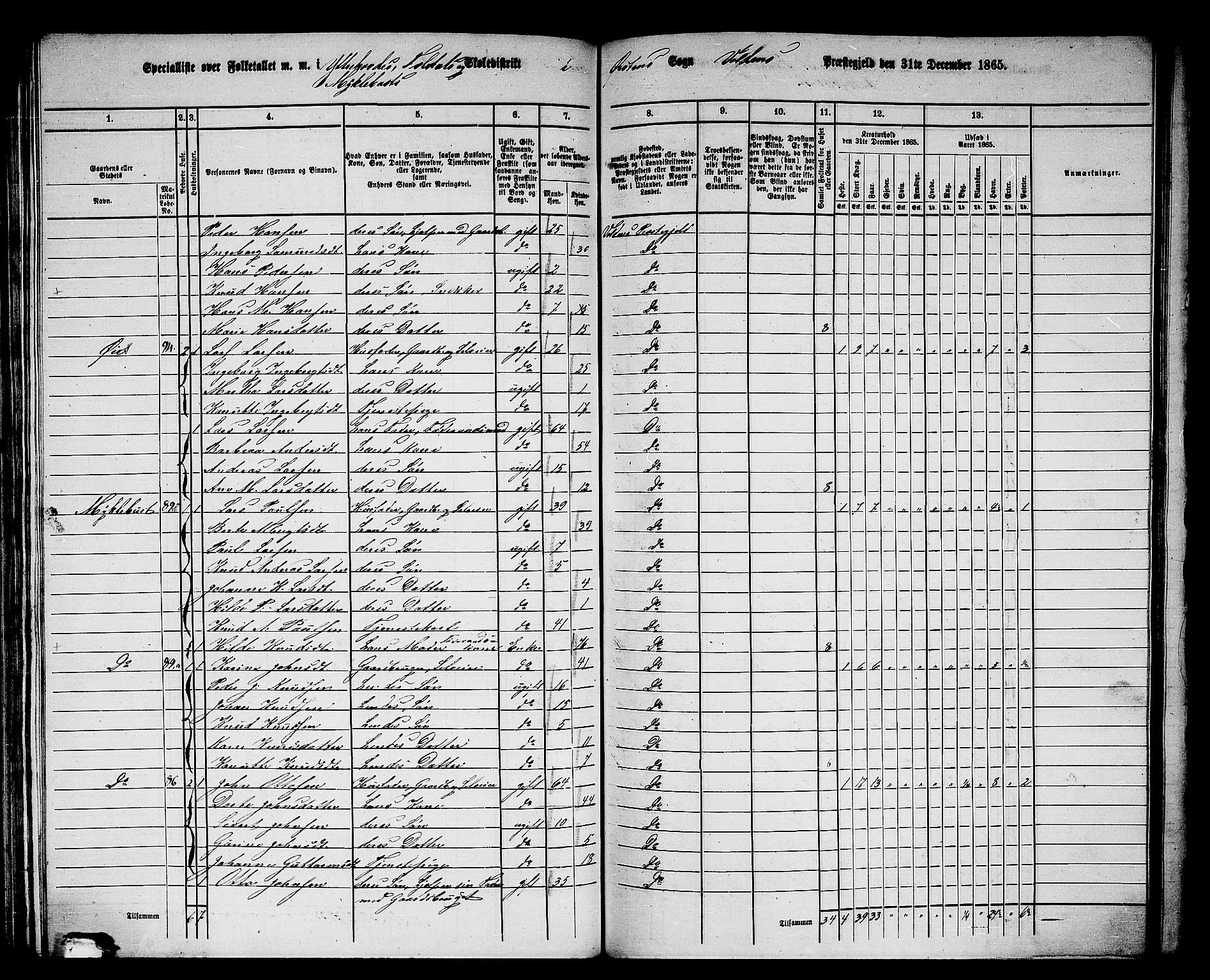 RA, 1865 census for Volda, 1865, p. 93