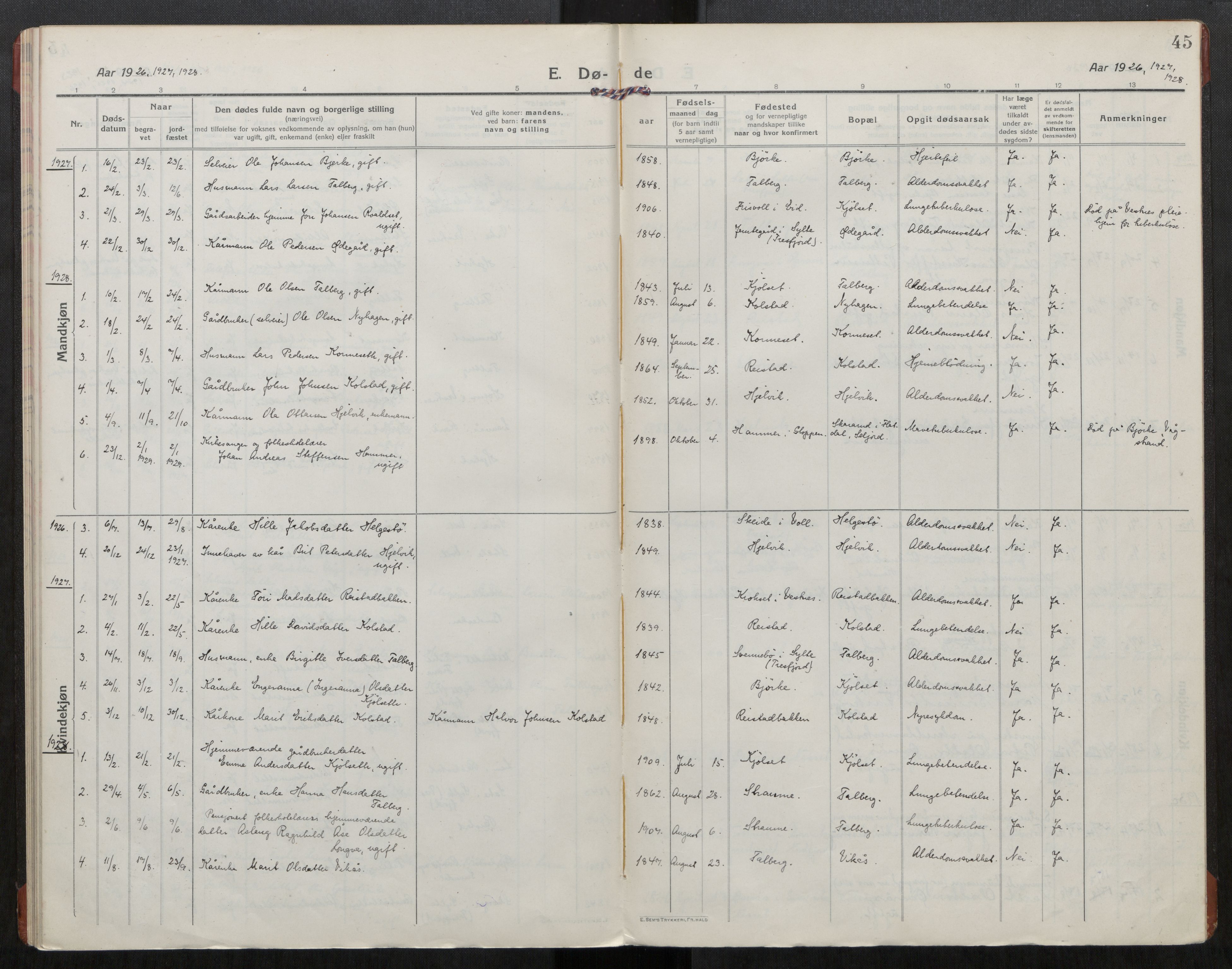 Ministerialprotokoller, klokkerbøker og fødselsregistre - Møre og Romsdal, AV/SAT-A-1454/550/L0622: Parish register (official) no. 550A02, 1916-1931, p. 45