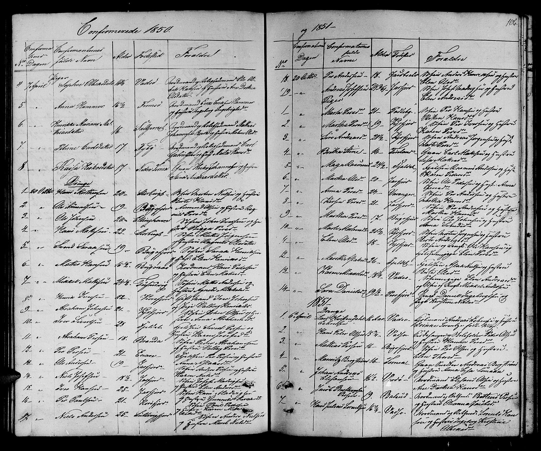 Vadsø sokneprestkontor, SATØ/S-1325/H/Hb/L0001klokker: Parish register (copy) no. 1, 1843-1853, p. 106