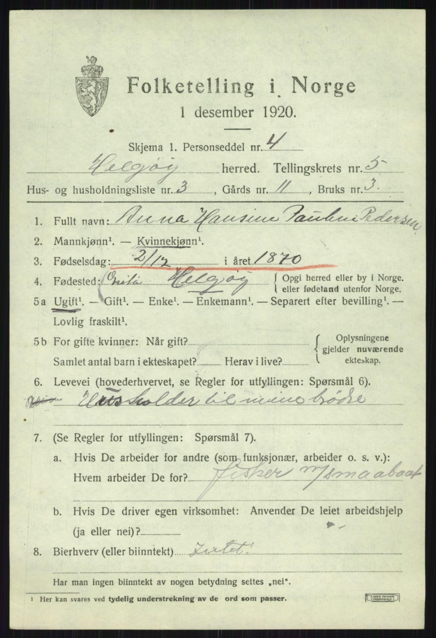 SATØ, 1920 census for Helgøy, 1920, p. 1971