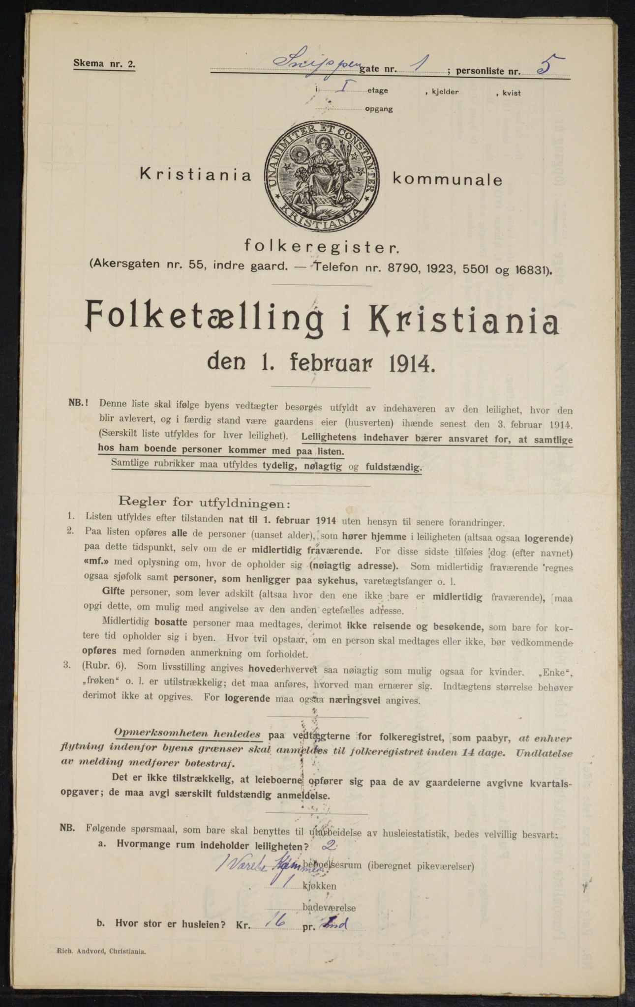 OBA, Municipal Census 1914 for Kristiania, 1914, p. 97843