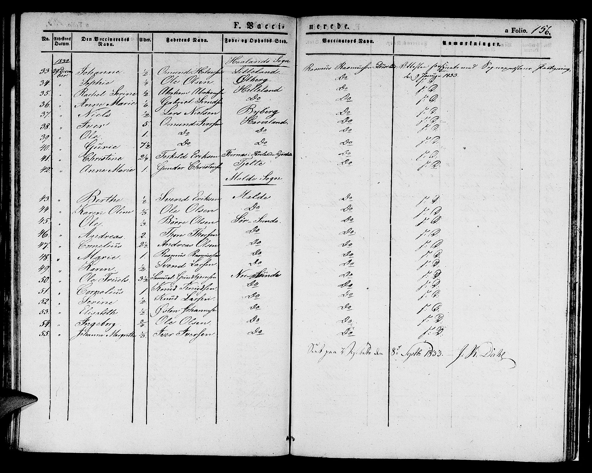 Håland sokneprestkontor, AV/SAST-A-101802/001/30BA/L0005: Parish register (official) no. A 5, 1829-1841, p. 156