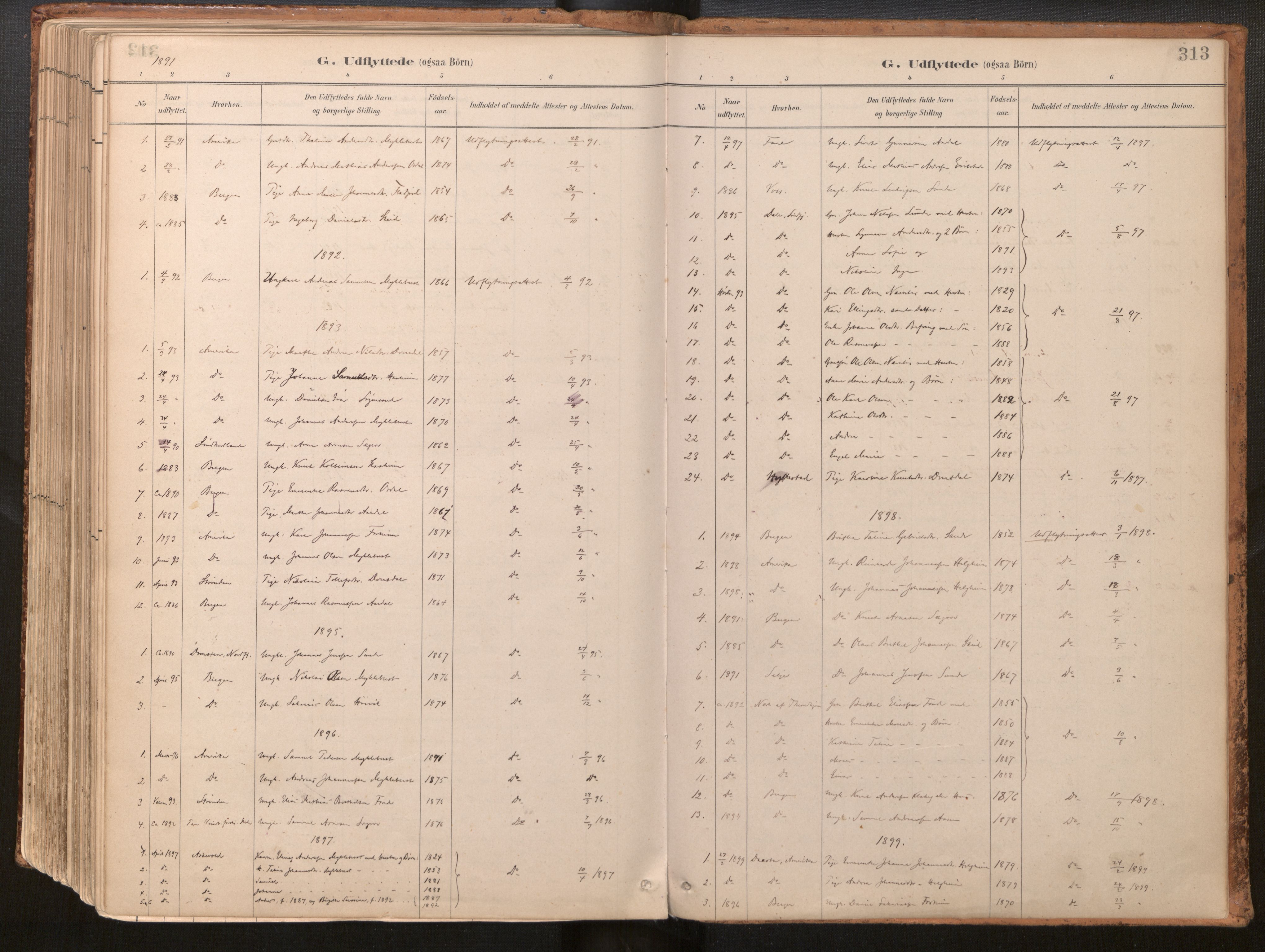 Jølster sokneprestembete, SAB/A-80701/H/Haa/Haac/L0001: Parish register (official) no. C 1, 1882-1928, p. 313