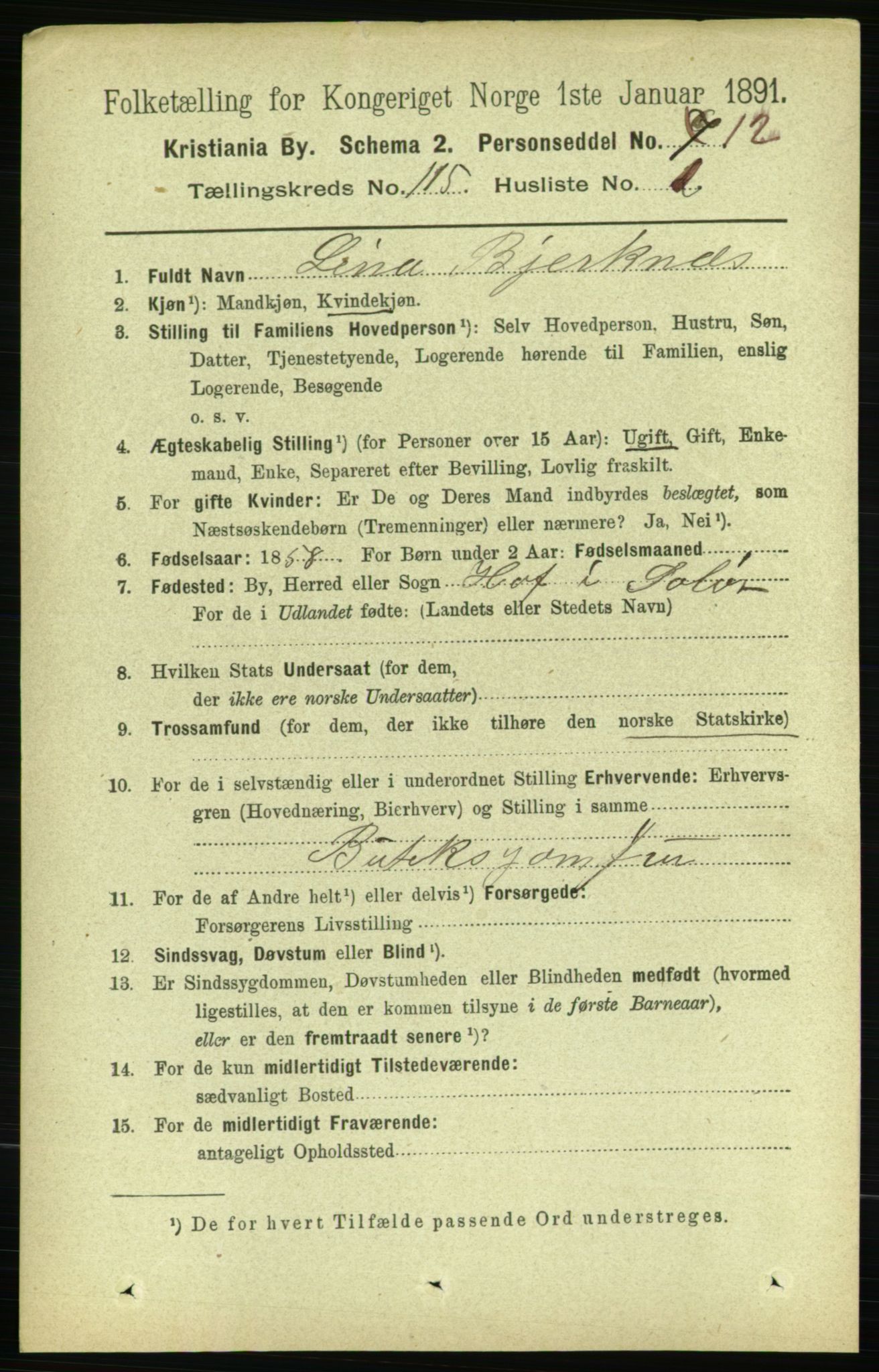 RA, 1891 census for 0301 Kristiania, 1891, p. 61622