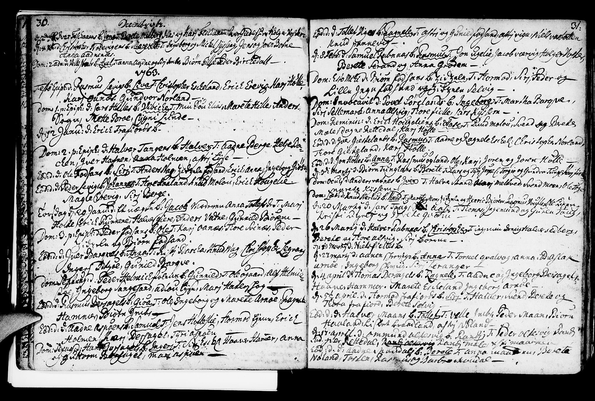 Strand sokneprestkontor, SAST/A-101828/H/Ha/Haa/L0002: Parish register (official) no. A 2, 1744-1768, p. 30-31