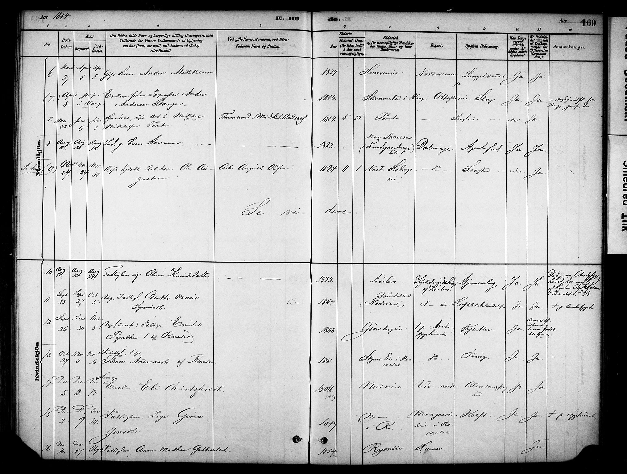 Stange prestekontor, SAH/PREST-002/K/L0019: Parish register (official) no. 19, 1880-1891, p. 169