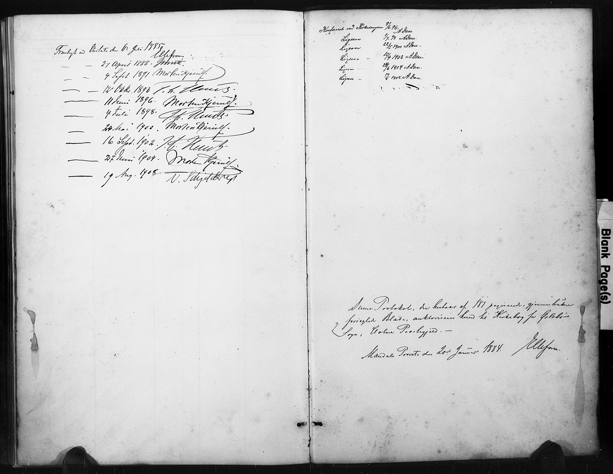 Holum sokneprestkontor, SAK/1111-0022/F/Fa/Fac/L0004: Parish register (official) no. A 4, 1884-1907