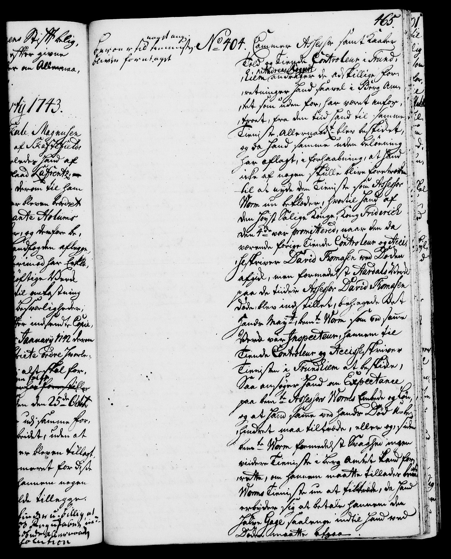Rentekammeret, Kammerkanselliet, RA/EA-3111/G/Gh/Gha/L0024: Norsk ekstraktmemorialprotokoll (merket RK 53.69), 1742-1743, p. 465