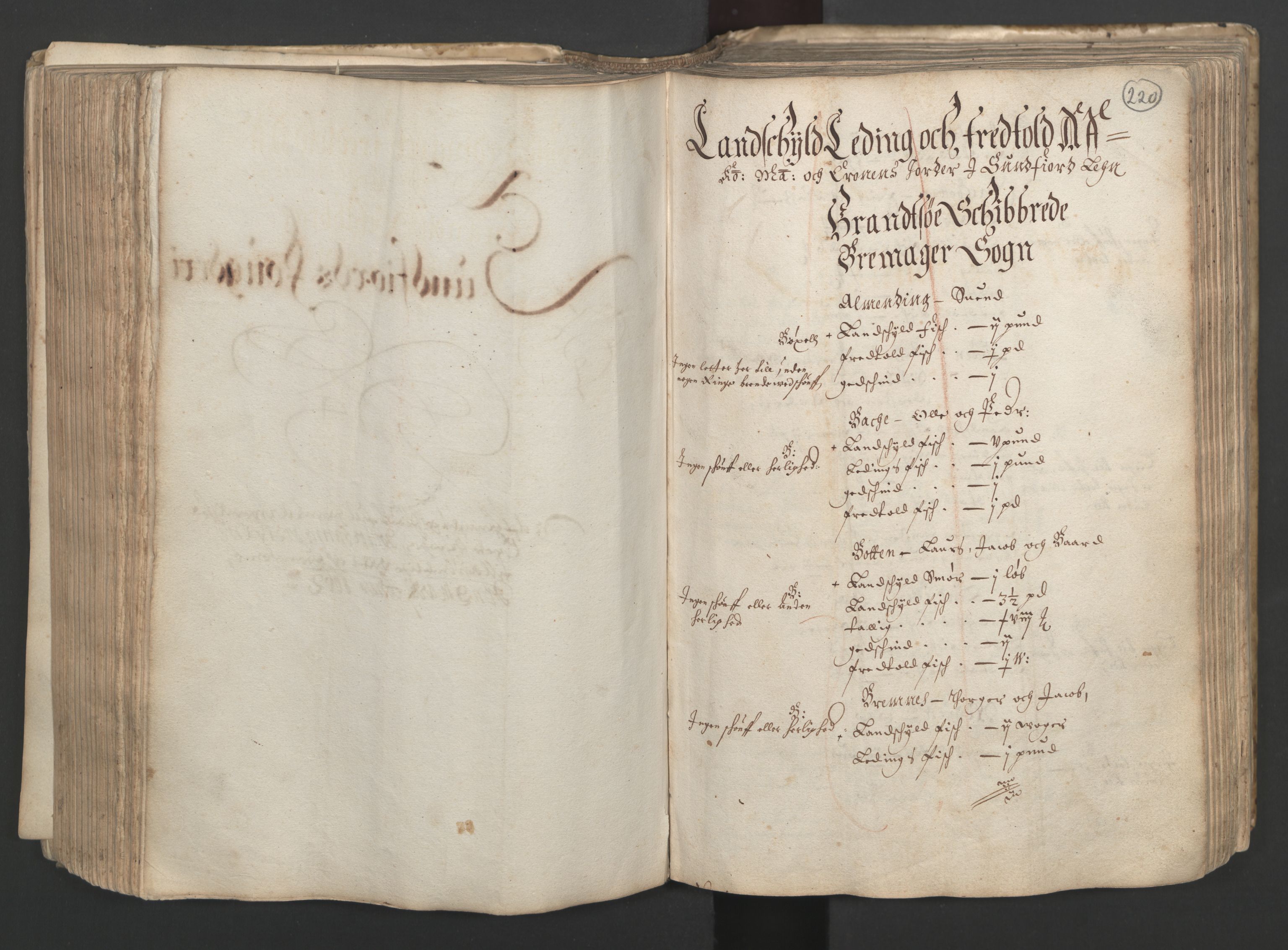 Rentekammeret inntil 1814, Realistisk ordnet avdeling, AV/RA-EA-4070/L/L0025/0001: Bergen lagdømme: / [B]: Kronens jordebok. Nordhordland, Sunnhordland, Ytre Sogn, Indre Sogn, Sunnfjord, Nordfjord, Sunnmøre, Hardanger med Halsnøy kloster, Lyse kloster, Apostelgodset, Munkeliv og St. Hans kloster, Alle helgen gods, Lagstolen gods, Ove Jenssøns gods på Voss, 1661, p. 219b-220a