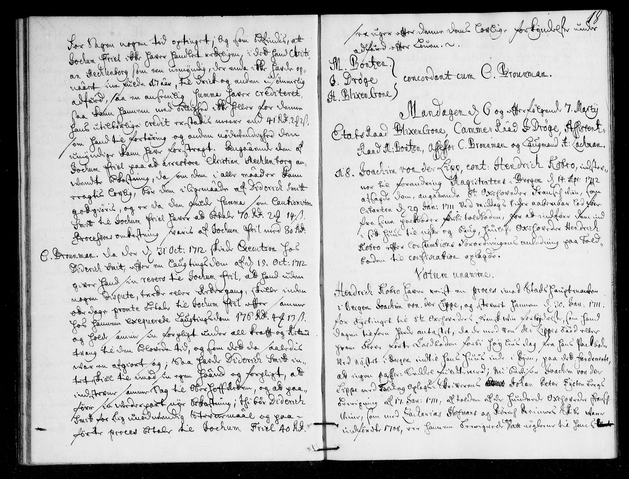 Overhoffretten 1667-1797, AV/RA-EA-2884/Ac/L0148: Voteringsprotokoll, 1713, p. 17b-18a