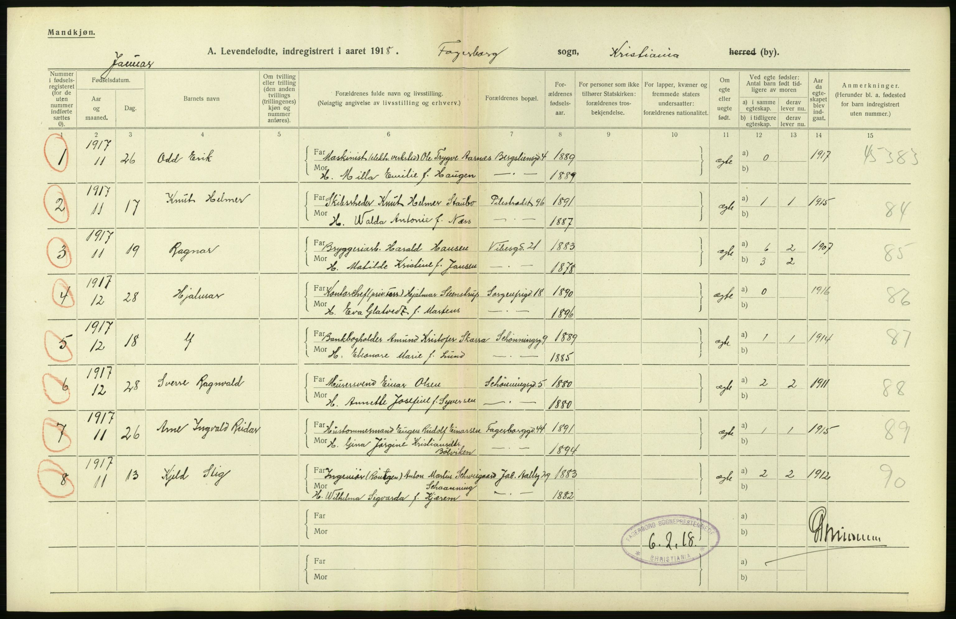 Statistisk sentralbyrå, Sosiodemografiske emner, Befolkning, RA/S-2228/D/Df/Dfb/Dfbh/L0008: Kristiania: Levendefødte menn og kvinner., 1918, p. 110