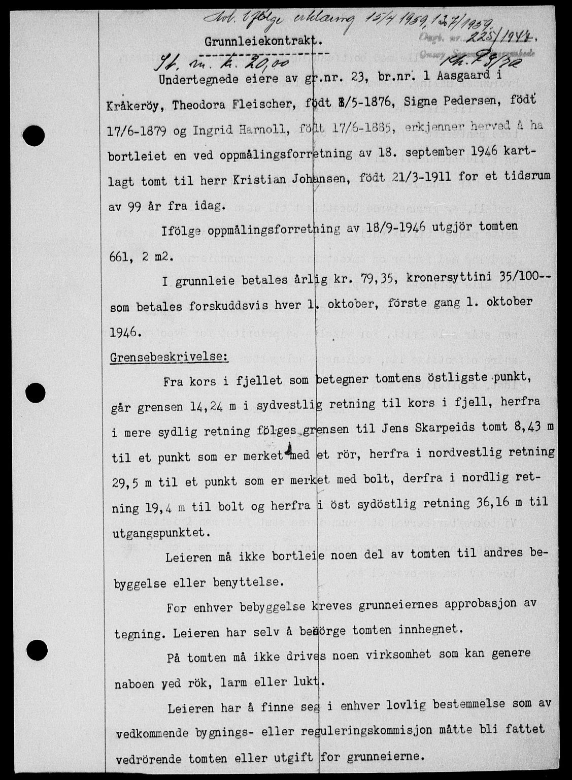 Onsøy sorenskriveri, SAO/A-10474/G/Ga/Gab/L0018: Mortgage book no. II A-18, 1946-1947, Diary no: : 225/1947