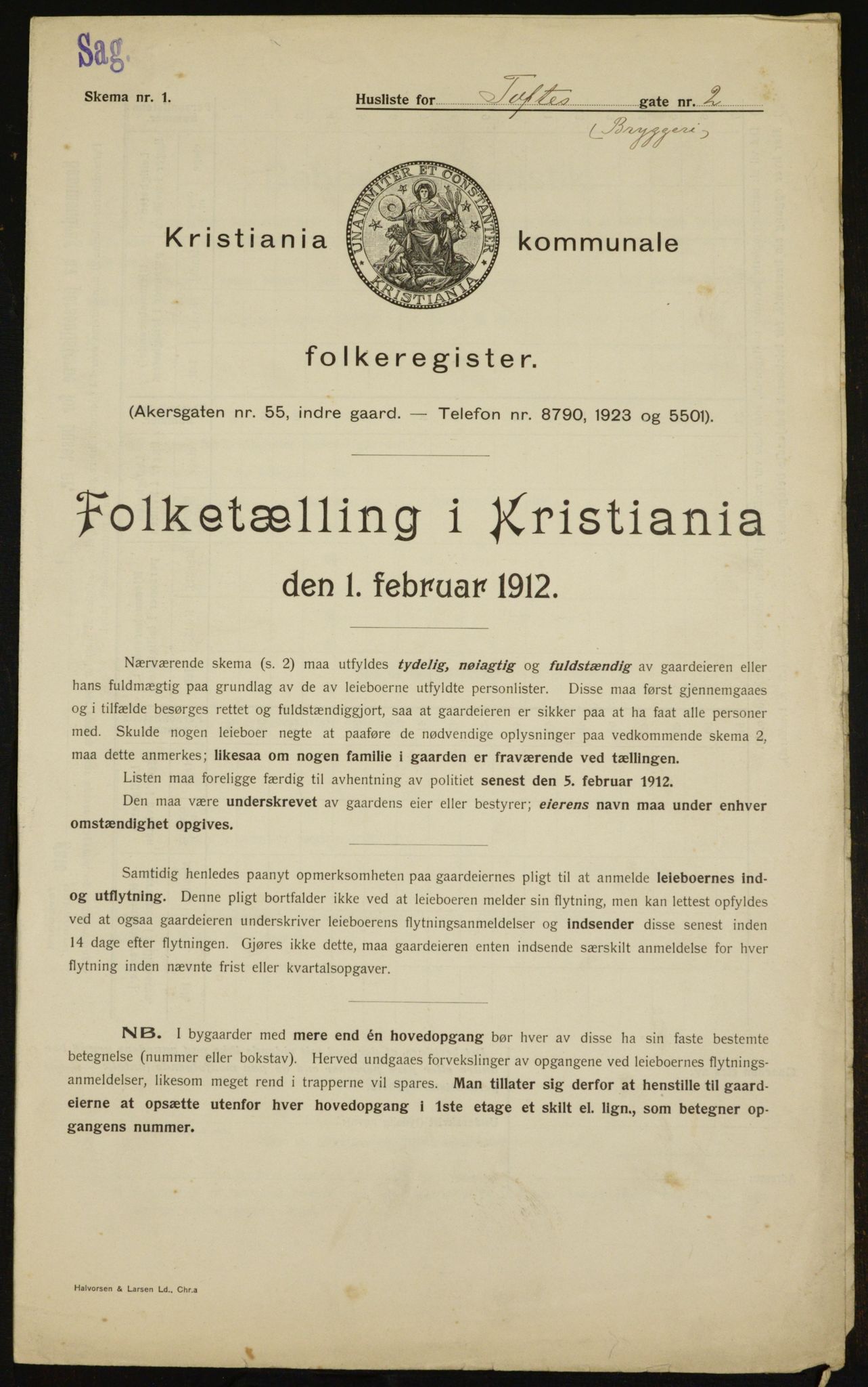 OBA, Municipal Census 1912 for Kristiania, 1912, p. 111508