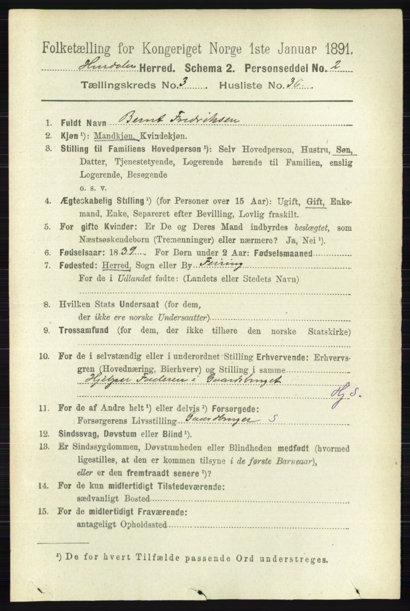 RA, 1891 census for 0239 Hurdal, 1891, p. 1310