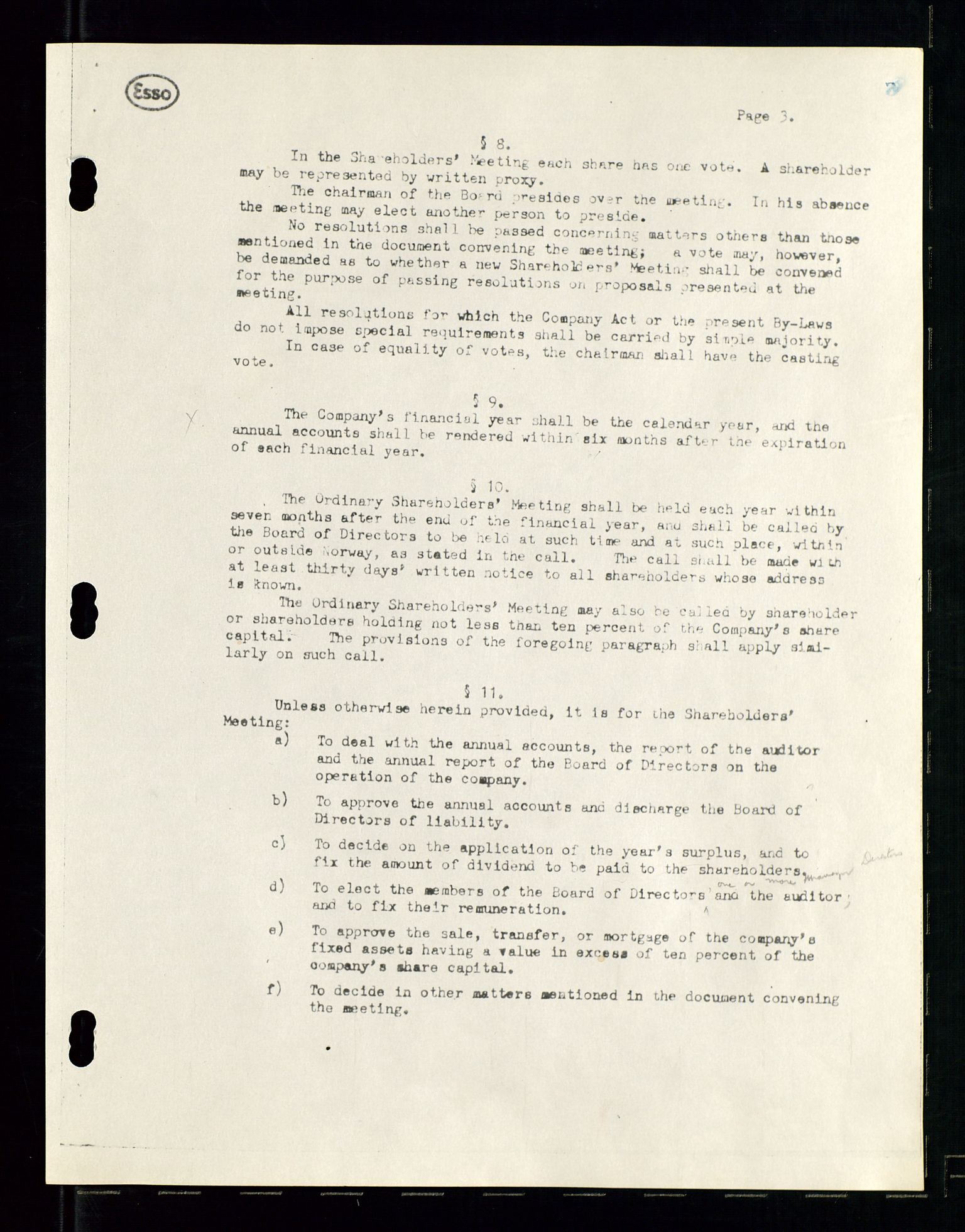 PA 1537 - A/S Essoraffineriet Norge, AV/SAST-A-101957/A/Aa/L0001/0003: Styremøter / Shareholder meetings, board meetings, 1957-1958, p. 5