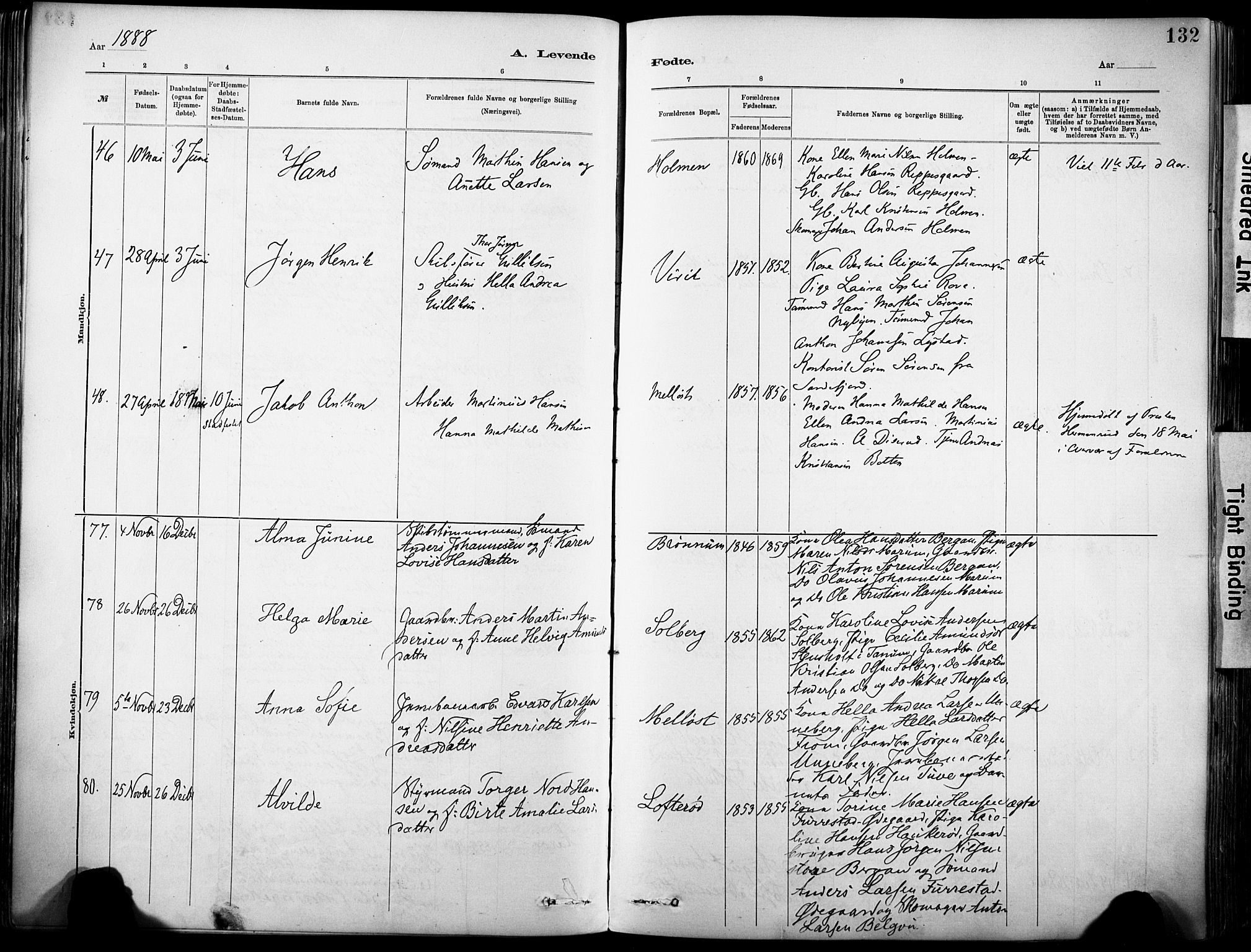 Sandar kirkebøker, SAKO/A-243/F/Fa/L0012: Parish register (official) no. 12, 1883-1895, p. 132