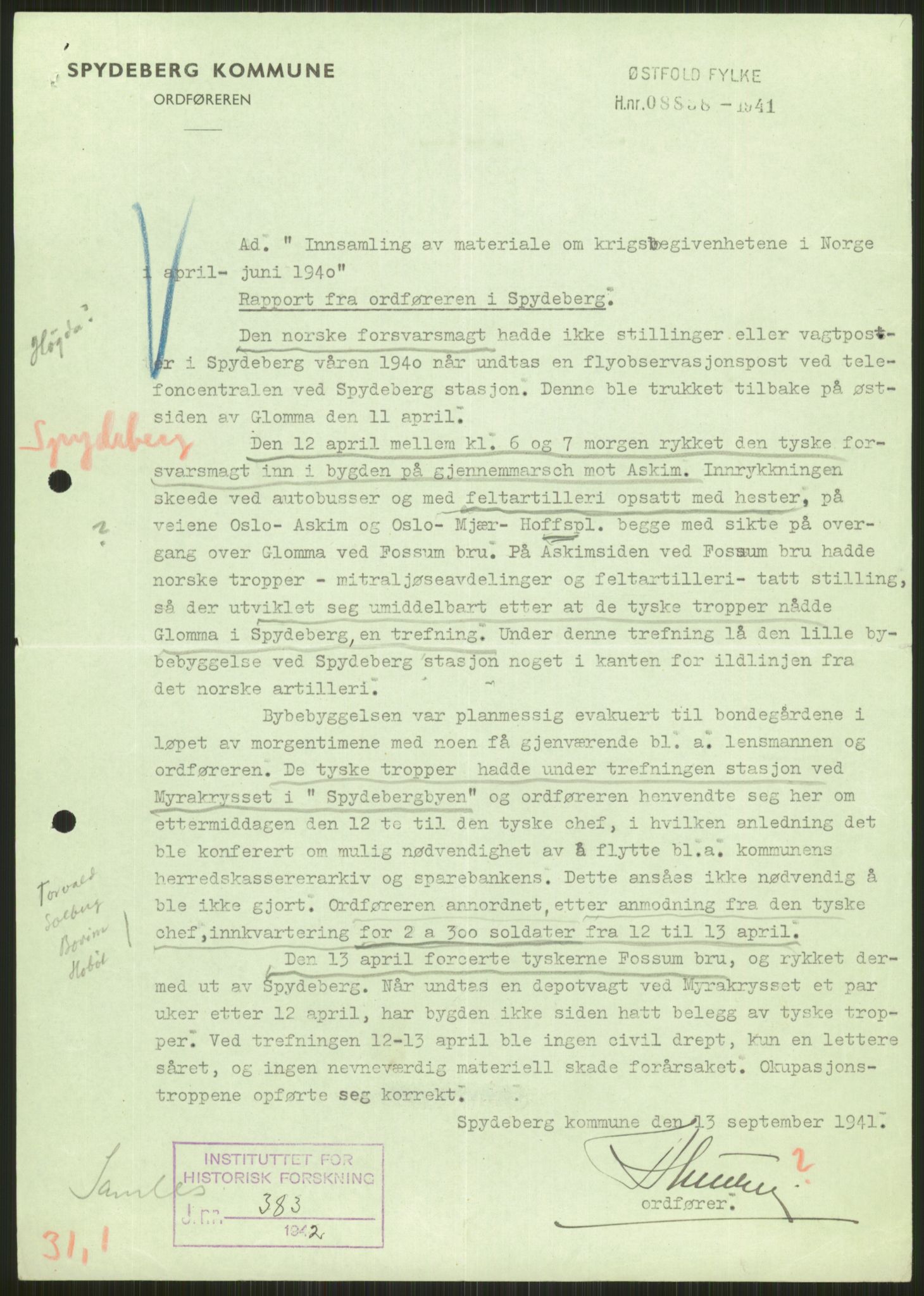 Forsvaret, Forsvarets krigshistoriske avdeling, AV/RA-RAFA-2017/Y/Ya/L0013: II-C-11-31 - Fylkesmenn.  Rapporter om krigsbegivenhetene 1940., 1940, p. 84