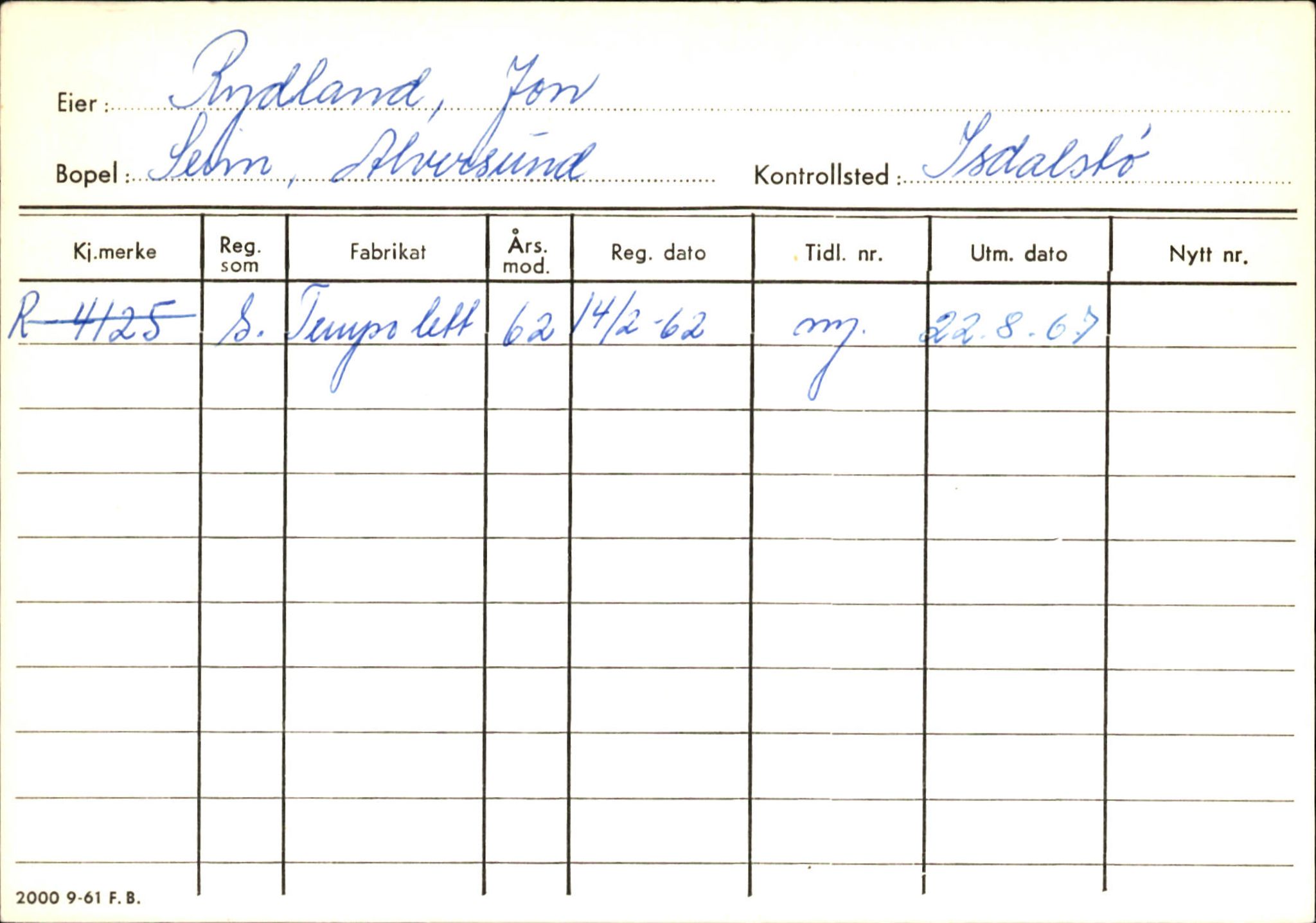 Statens vegvesen, Hordaland vegkontor, AV/SAB-A-5201/2/Ha/L0046: R-eierkort R-S, 1920-1971, p. 42