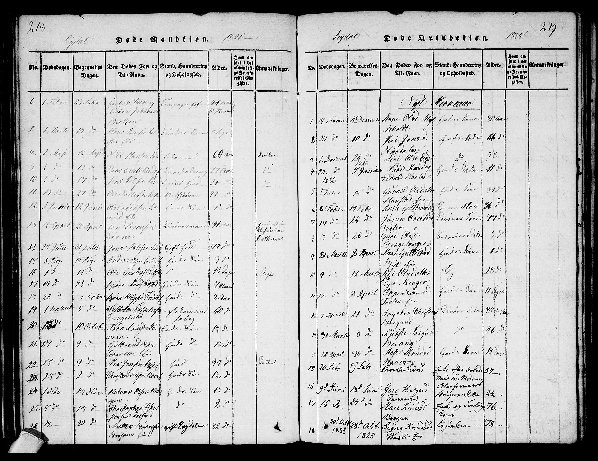 Sigdal kirkebøker, SAKO/A-245/G/Ga/L0001: Parish register (copy) no. I 1 /1, 1816-1835, p. 218-219