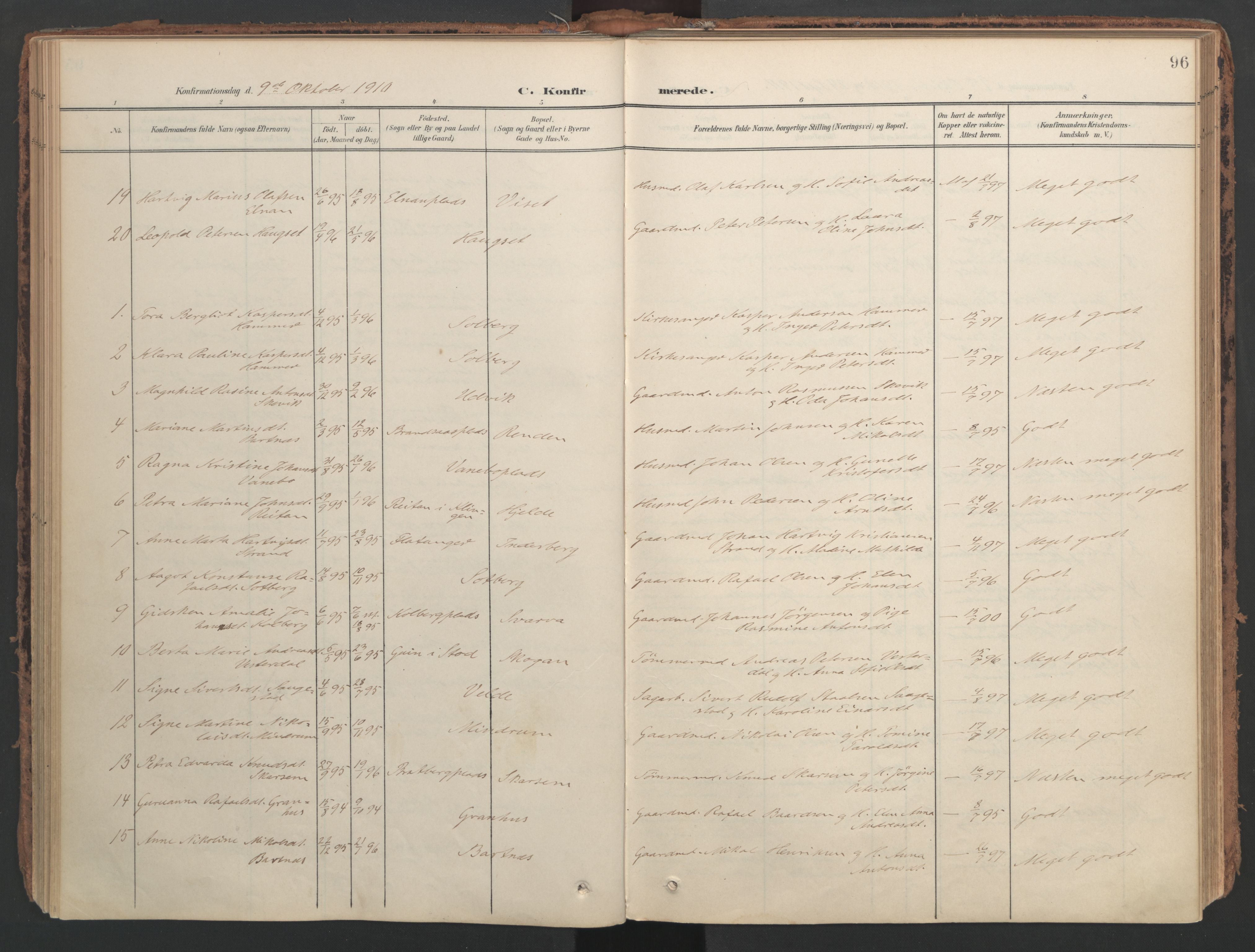 Ministerialprotokoller, klokkerbøker og fødselsregistre - Nord-Trøndelag, AV/SAT-A-1458/741/L0397: Parish register (official) no. 741A11, 1901-1911, p. 96