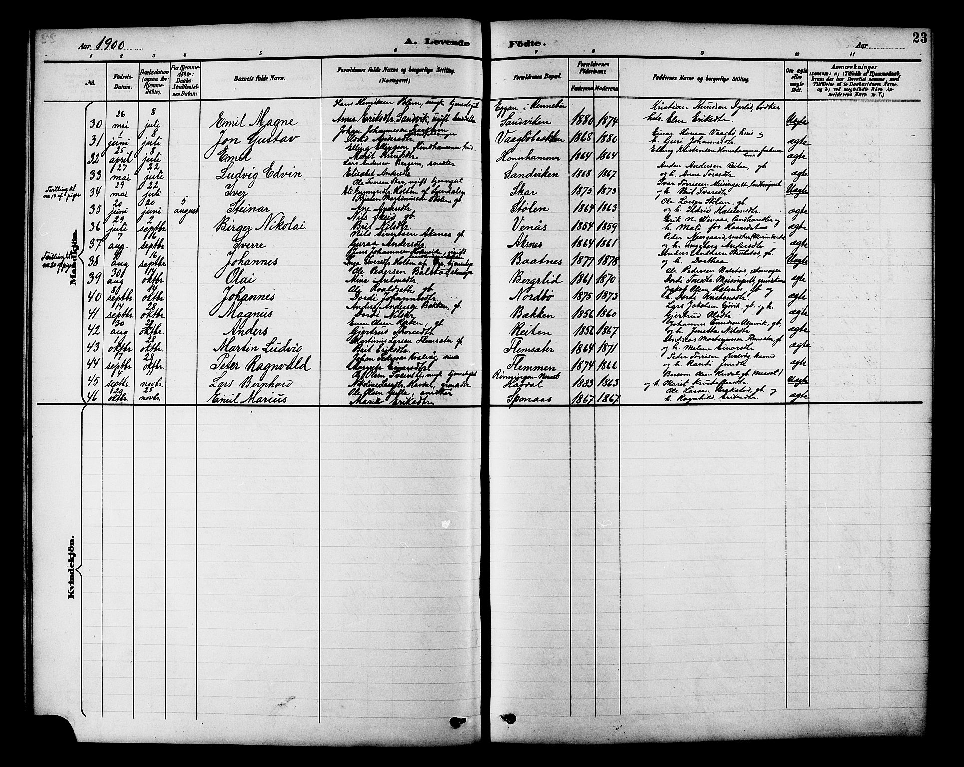 Ministerialprotokoller, klokkerbøker og fødselsregistre - Møre og Romsdal, AV/SAT-A-1454/586/L0992: Parish register (copy) no. 586C03, 1892-1909, p. 23