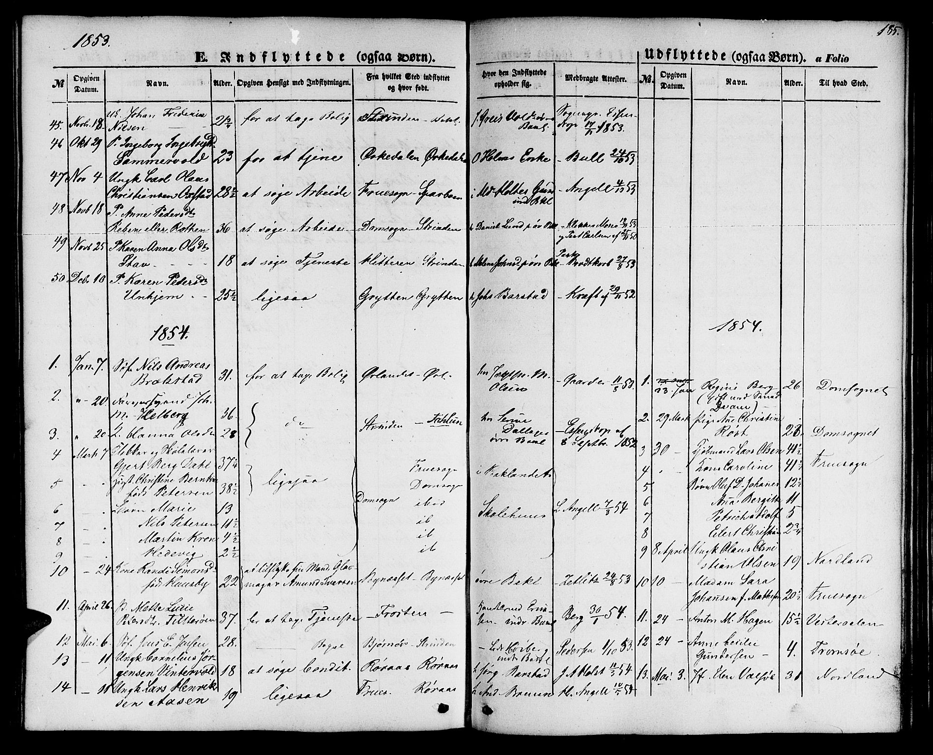 Ministerialprotokoller, klokkerbøker og fødselsregistre - Sør-Trøndelag, AV/SAT-A-1456/604/L0184: Parish register (official) no. 604A05, 1851-1860, p. 185
