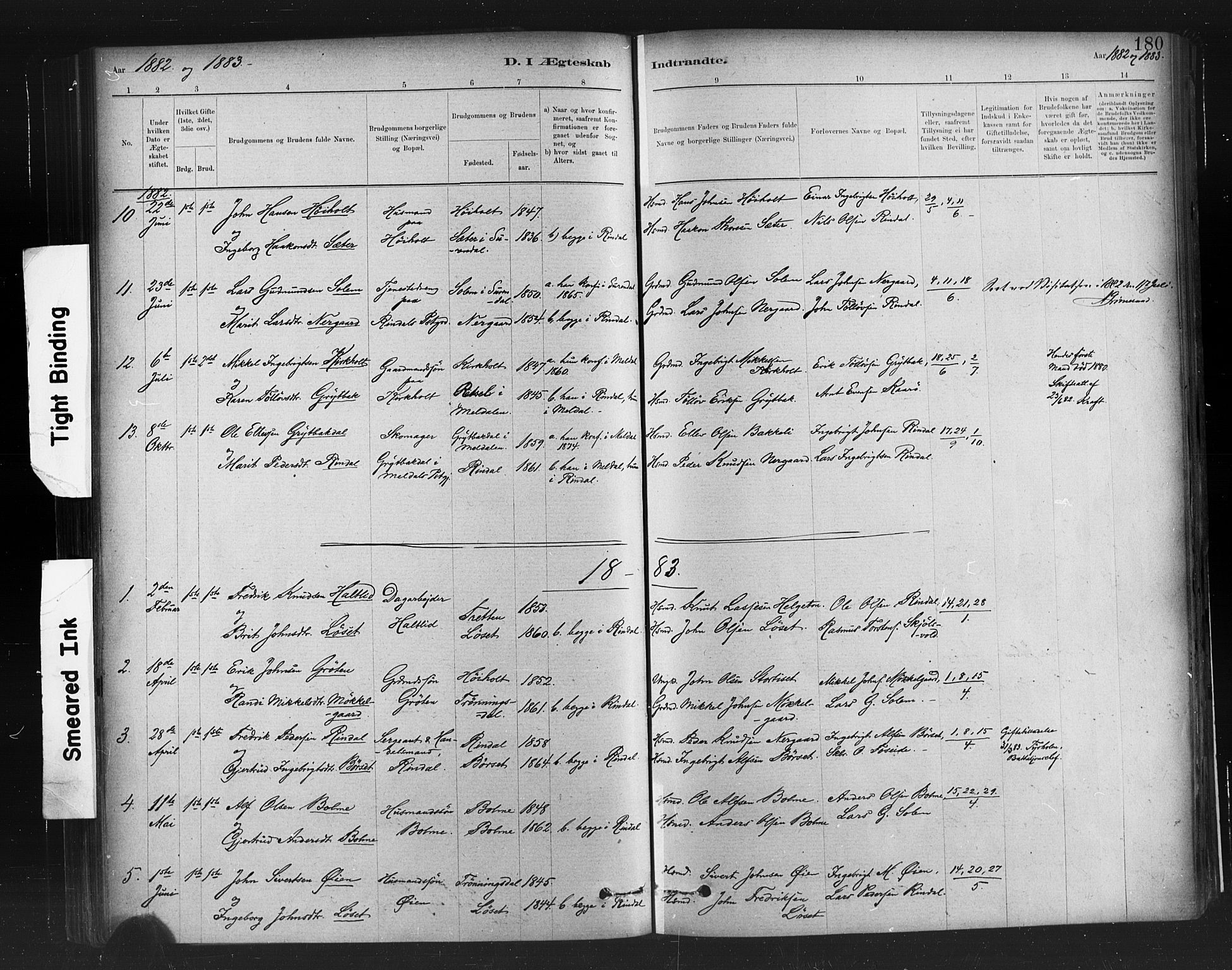 Ministerialprotokoller, klokkerbøker og fødselsregistre - Møre og Romsdal, AV/SAT-A-1454/598/L1069: Parish register (official) no. 598A03, 1882-1895, p. 180