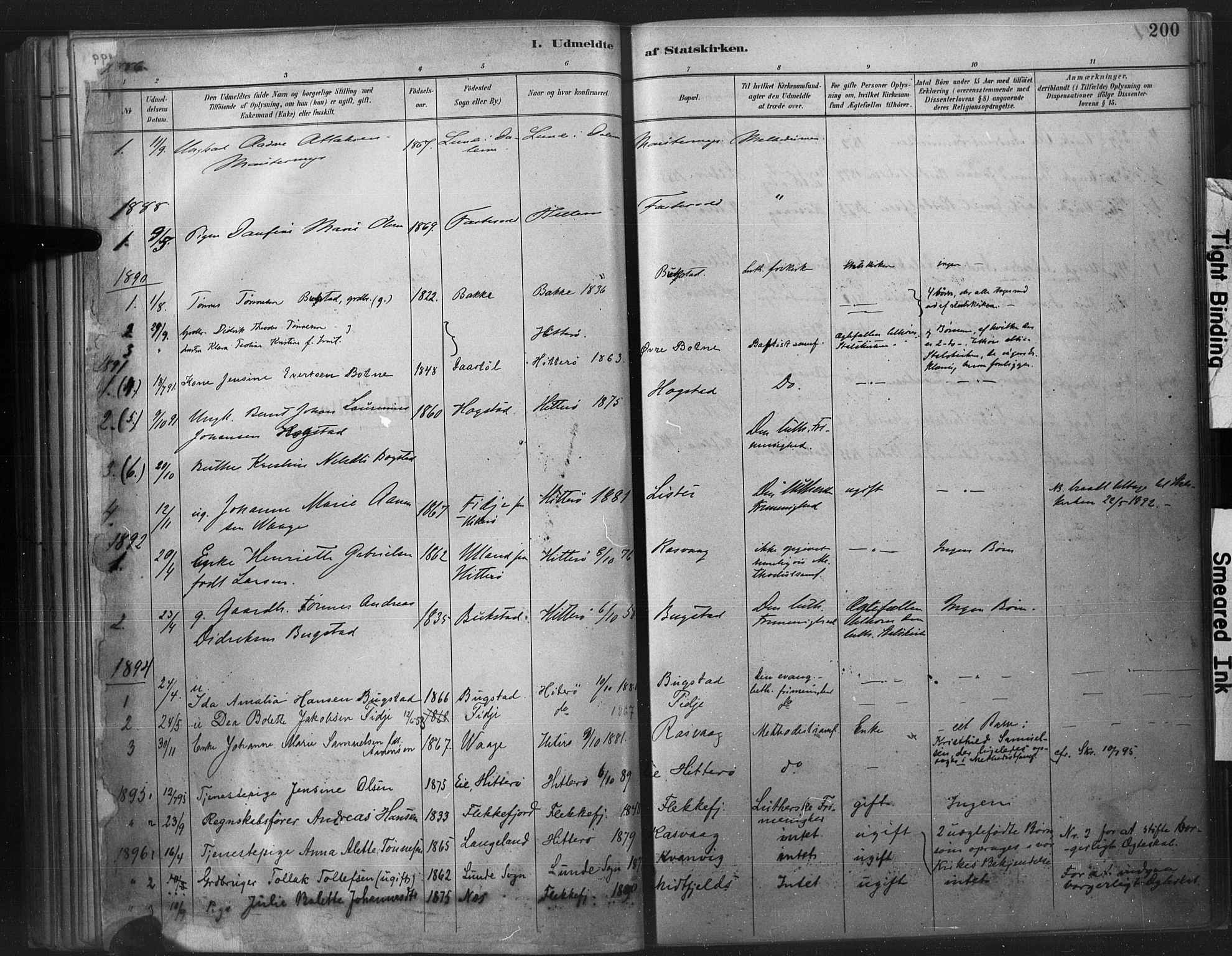 Flekkefjord sokneprestkontor, SAK/1111-0012/F/Fa/Fab/L0006: Parish register (official) no. A 6, 1886-1901, p. 200