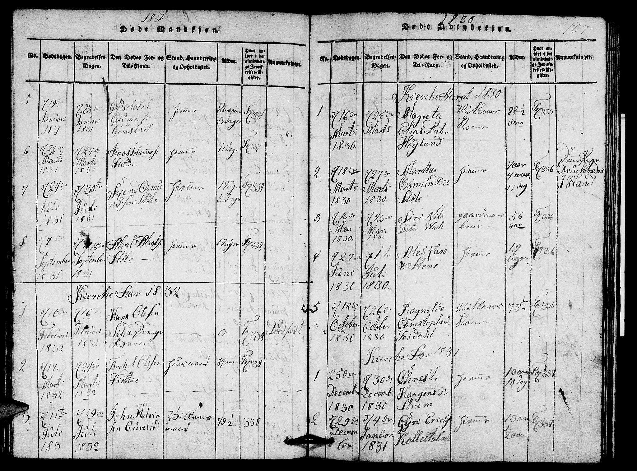 Etne sokneprestembete, SAB/A-75001/H/Hab: Parish register (copy) no. A 1, 1815-1849, p. 107