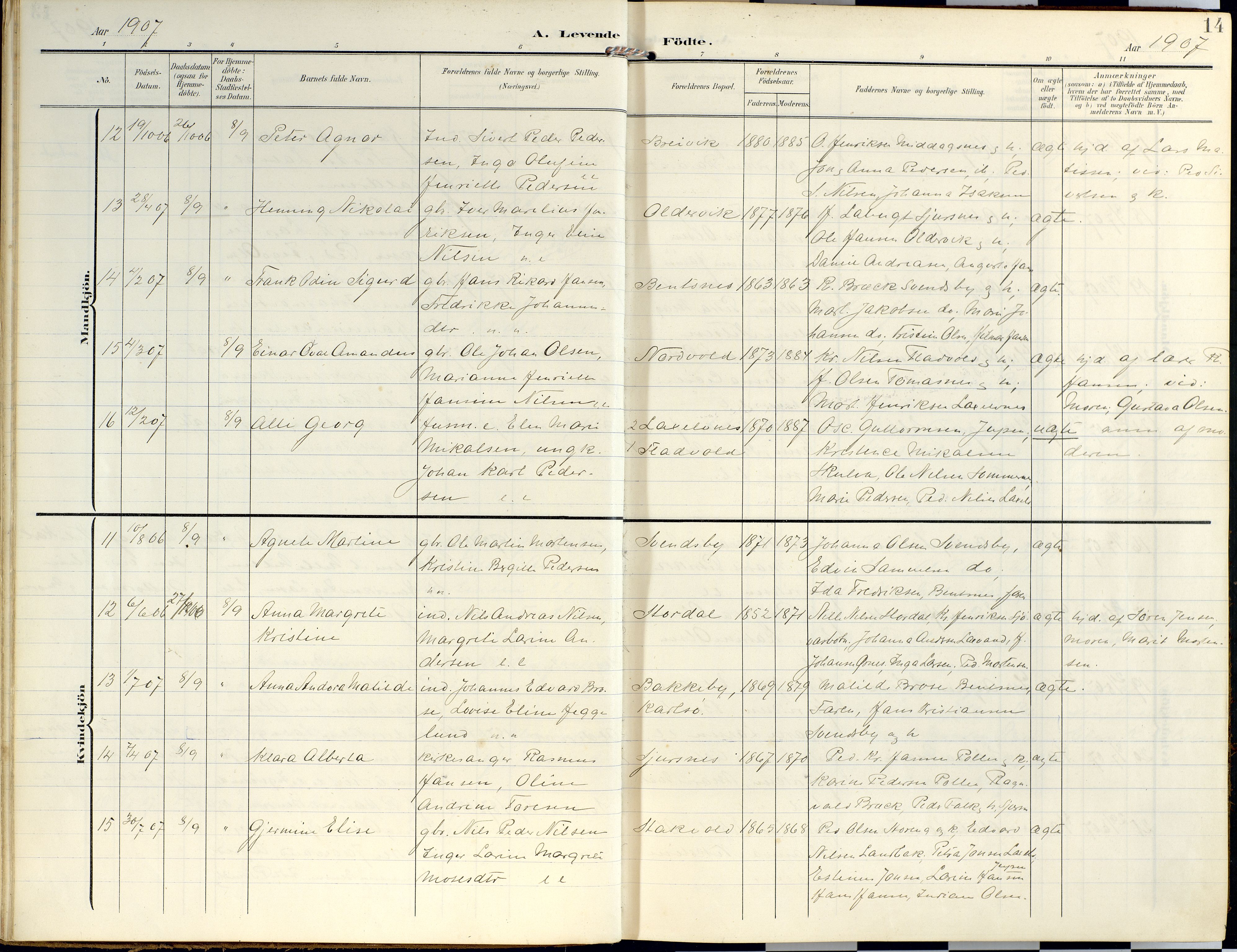 Lyngen sokneprestembete, AV/SATØ-S-1289/H/He/Hea/L0014kirke: Parish register (official) no. 14, 1905-1920, p. 14