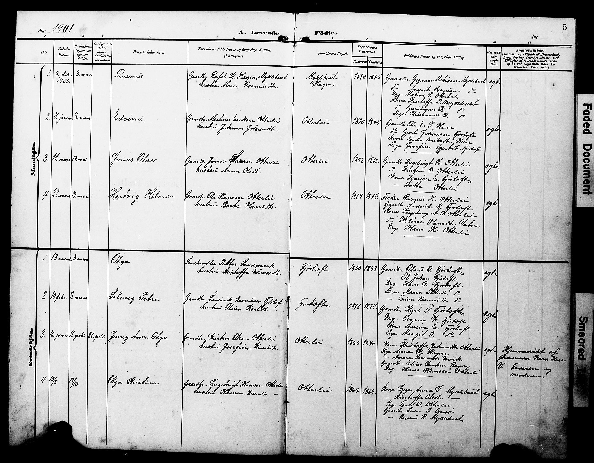 Ministerialprotokoller, klokkerbøker og fødselsregistre - Møre og Romsdal, SAT/A-1454/538/L0524: Parish register (copy) no. 538C02, 1901-1931, p. 5